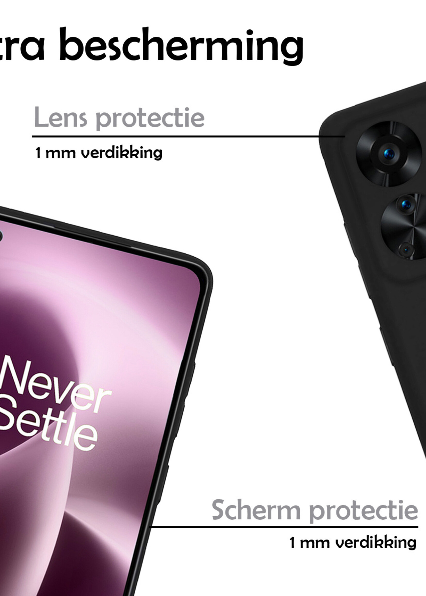 Hoesje Geschikt voor OnePlus Nord 2T Hoesje Siliconen Case Met 2x Screenprotector - Hoes Geschikt voor OnePlus Nord 2T Hoes Siliconen - Zwart