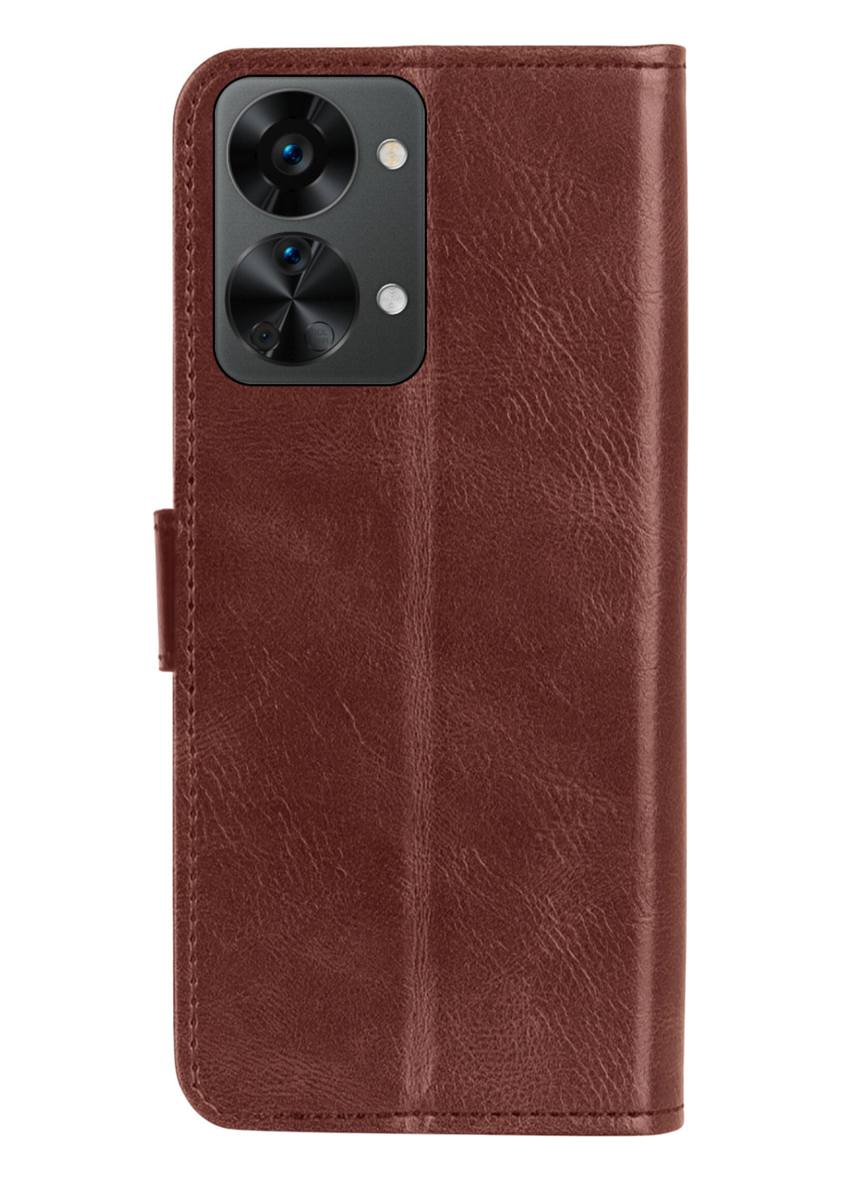 LUQ Hoesje Geschikt voor OnePlus Nord 2T Hoesje Book Case Hoes Wallet Cover Met 2x Screenprotector - Hoes Geschikt voor OnePlus Nord 2T Hoesje Bookcase Hoes - Bruin