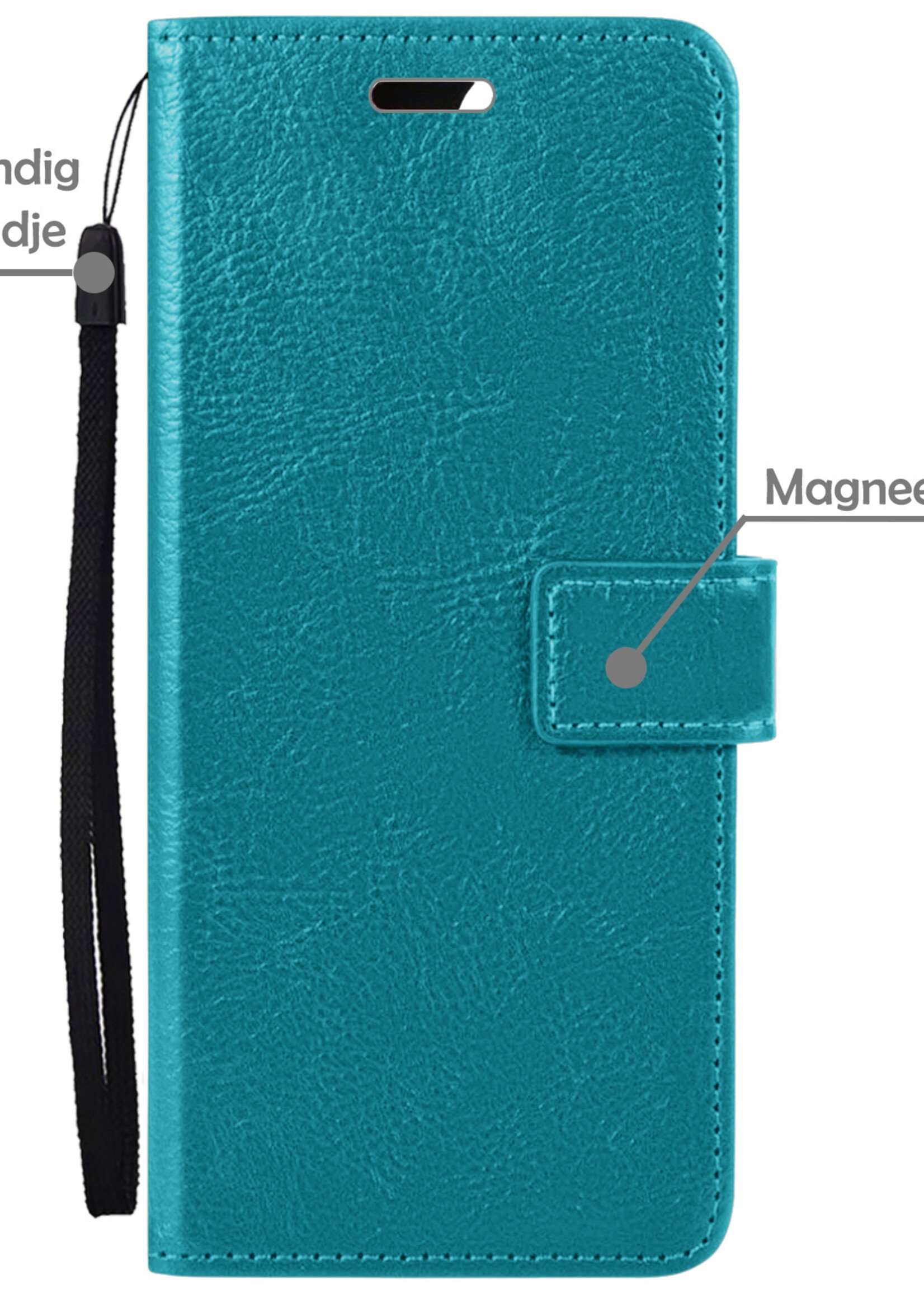 LUQ Hoesje Geschikt voor OnePlus Nord 2T Hoesje Book Case Hoes Wallet Cover Met 2x Screenprotector - Hoes Geschikt voor OnePlus Nord 2T Hoesje Bookcase Hoes - Turquoise