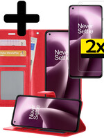 LUQ LUQ OnePlus Nord 2T Hoesje Bookcase Rood Met 2x Screenprotector