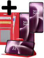 LUQ LUQ OnePlus Nord 2T Hoesje Bookcase Rood Met Screenprotector