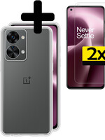 LUQ LUQ OnePlus Nord 2T Hoesje Siliconen Met 2x Screenprotector - Transparant
