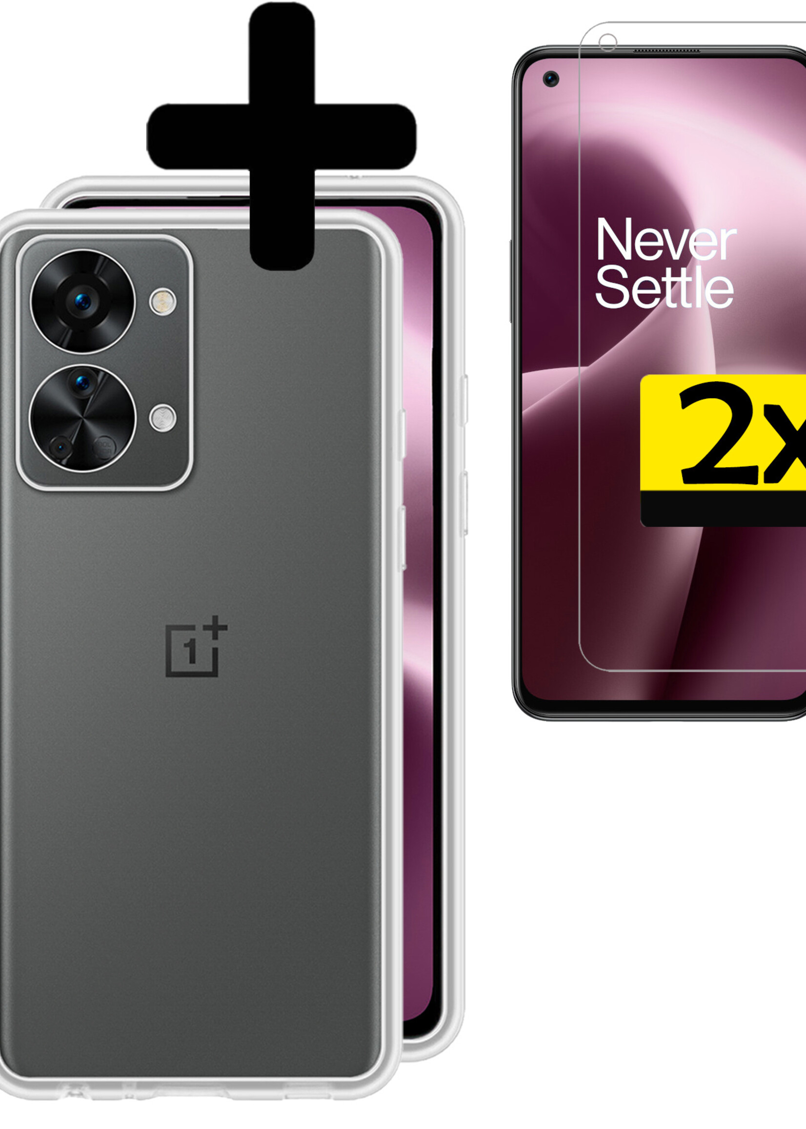 LUQ Hoesje Geschikt voor OnePlus Nord 2T Hoesje Siliconen Case Met 2x Screenprotector - Hoes Geschikt voor OnePlus Nord 2T Hoes Siliconen - Transparant