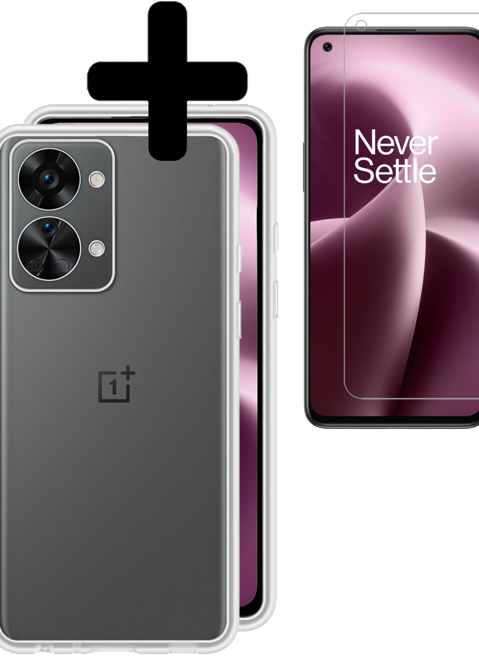 LUQ Hoesje Geschikt voor OnePlus Nord 2T Hoesje Siliconen Case Met Screenprotector - Hoes Geschikt voor OnePlus Nord 2T Hoes Siliconen - Transparant