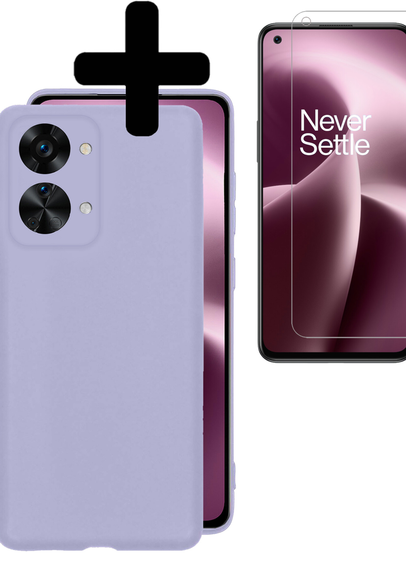 LUQ Hoesje Geschikt voor OnePlus Nord 2T Hoesje Siliconen Case Met Screenprotector - Hoes Geschikt voor OnePlus Nord 2T Hoes Siliconen - Lila