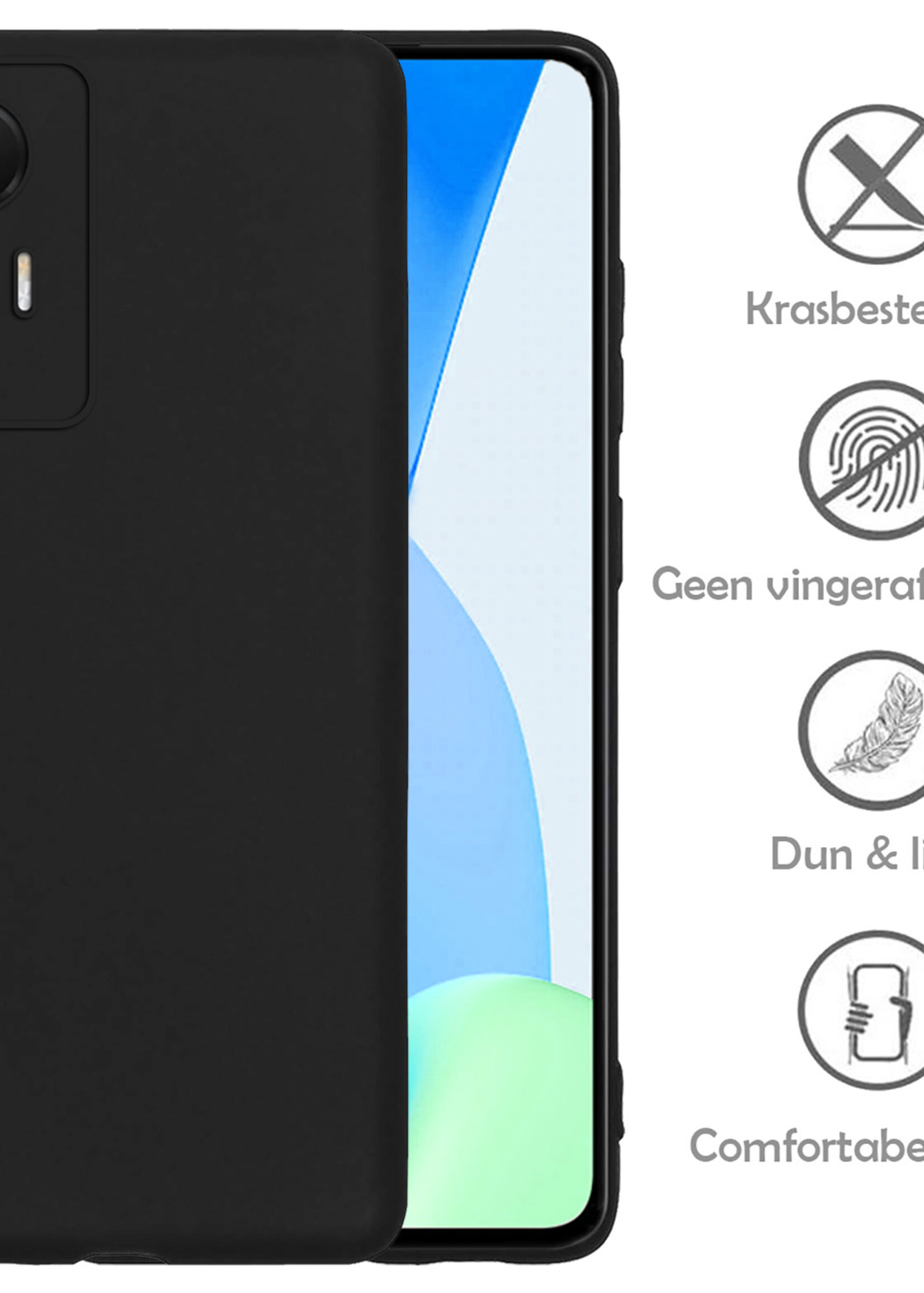 LUQ Hoesje Geschikt voor Xiaomi 12 Lite Hoesje Siliconen Case - Hoes Geschikt voor Xiaomi 12 Lite Hoes Siliconen - Zwart - 2 Stuks
