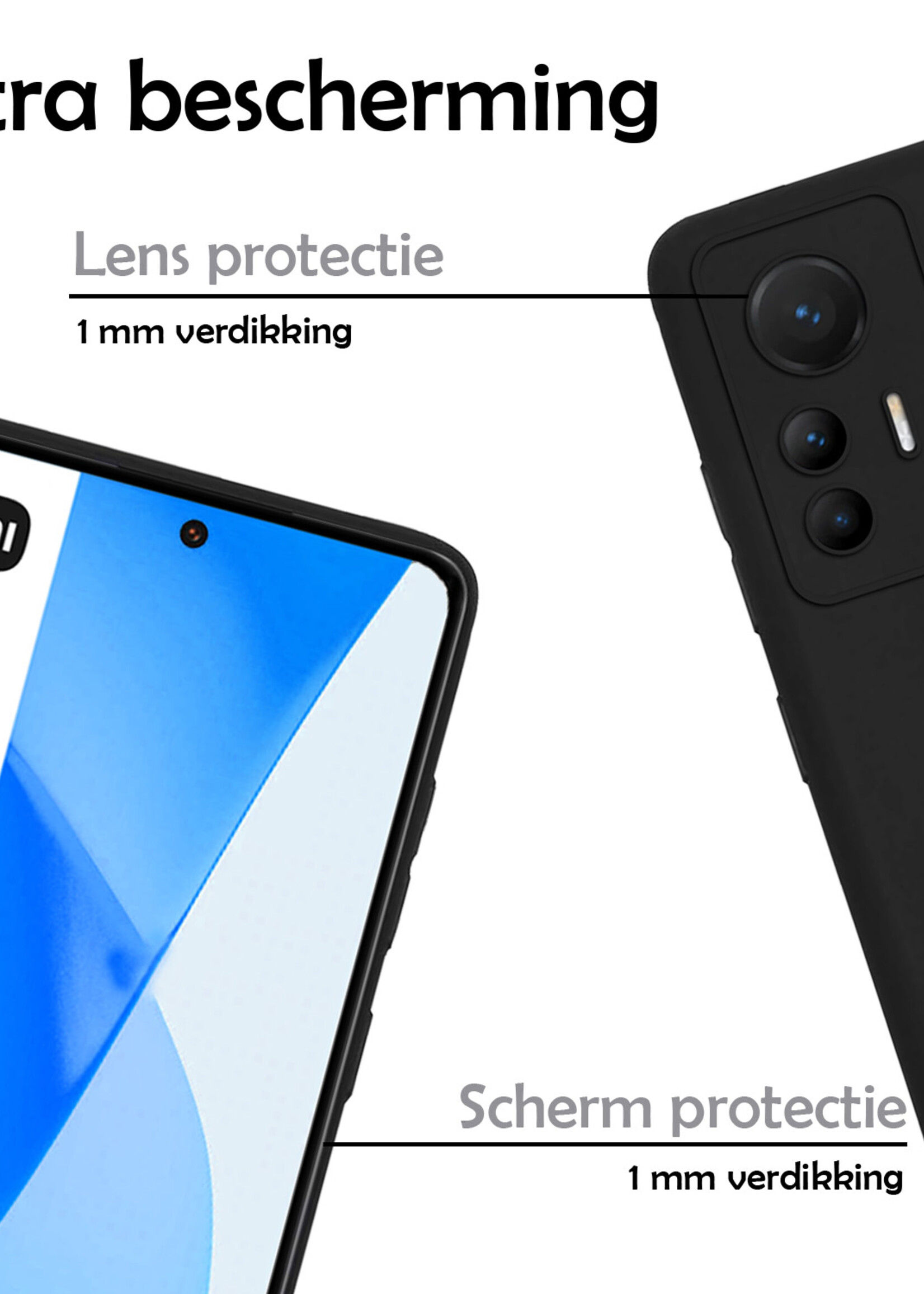 LUQ Hoesje Geschikt voor Xiaomi 12 Lite Hoesje Siliconen Case - Hoes Geschikt voor Xiaomi 12 Lite Hoes Siliconen - Zwart - 2 Stuks