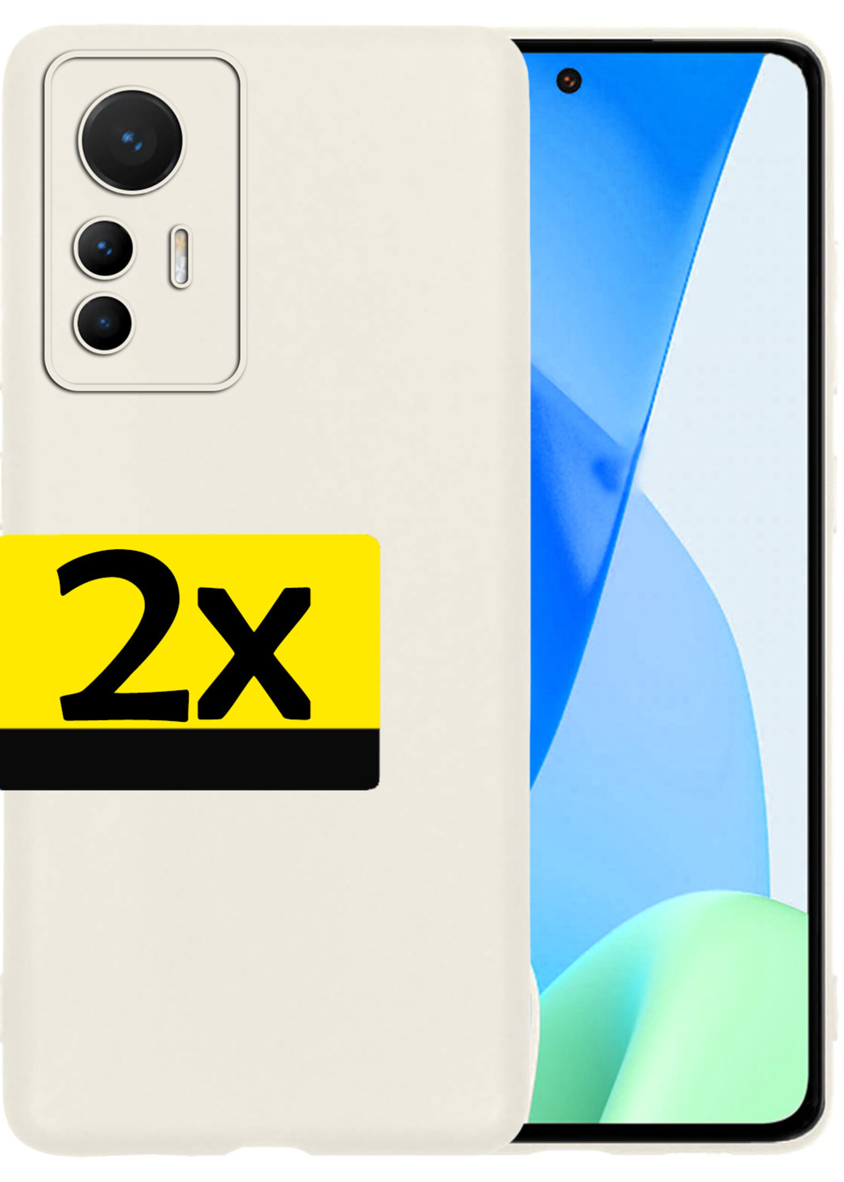 LUQ Hoesje Geschikt voor Xiaomi 12 Lite Hoesje Siliconen Case - Hoes Geschikt voor Xiaomi 12 Lite Hoes Siliconen - Wit - 2 Stuks