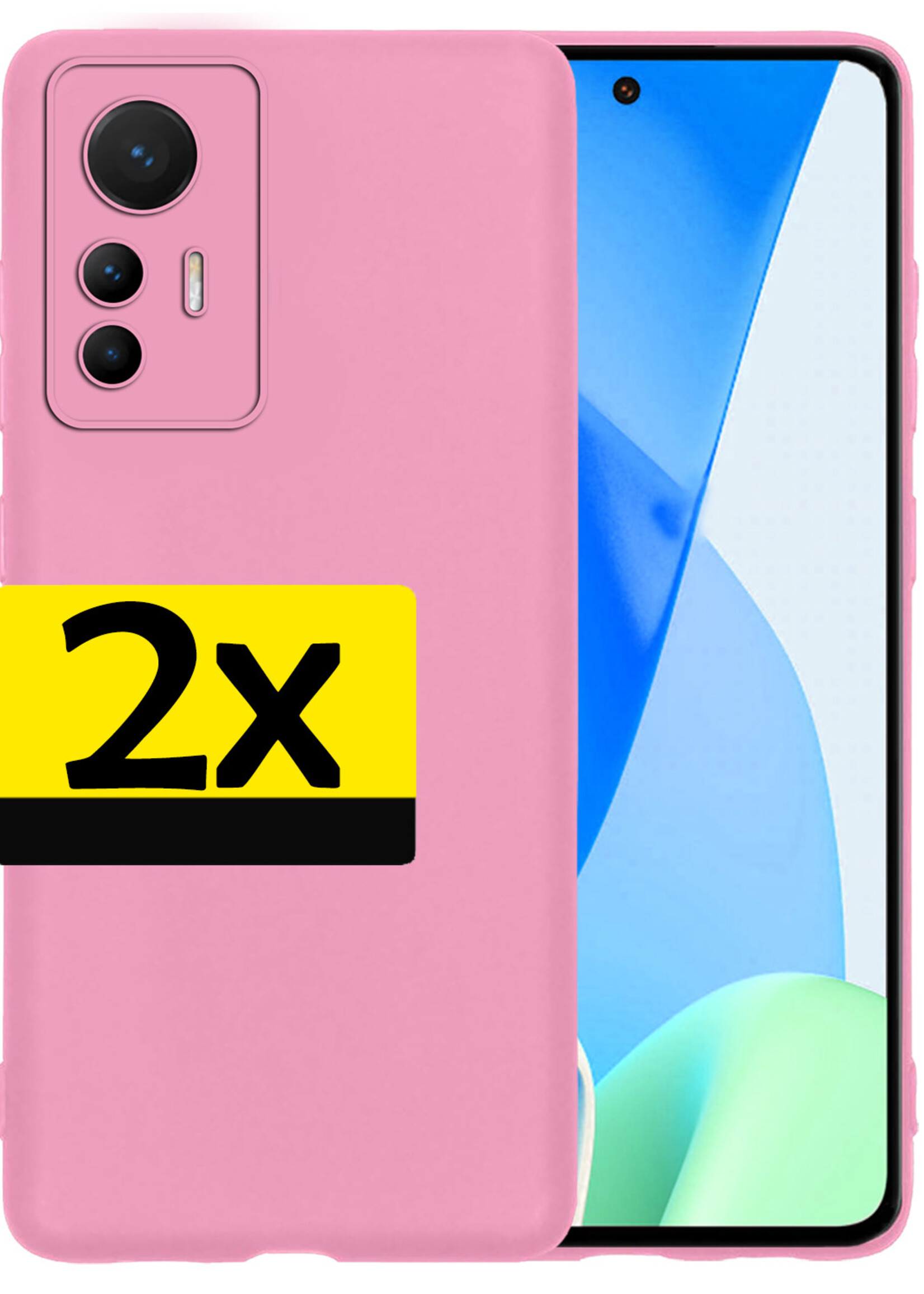 LUQ Hoesje Geschikt voor Xiaomi 12 Lite Hoesje Siliconen Case - Hoes Geschikt voor Xiaomi 12 Lite Hoes Siliconen - Lichtroze - 2 Stuks