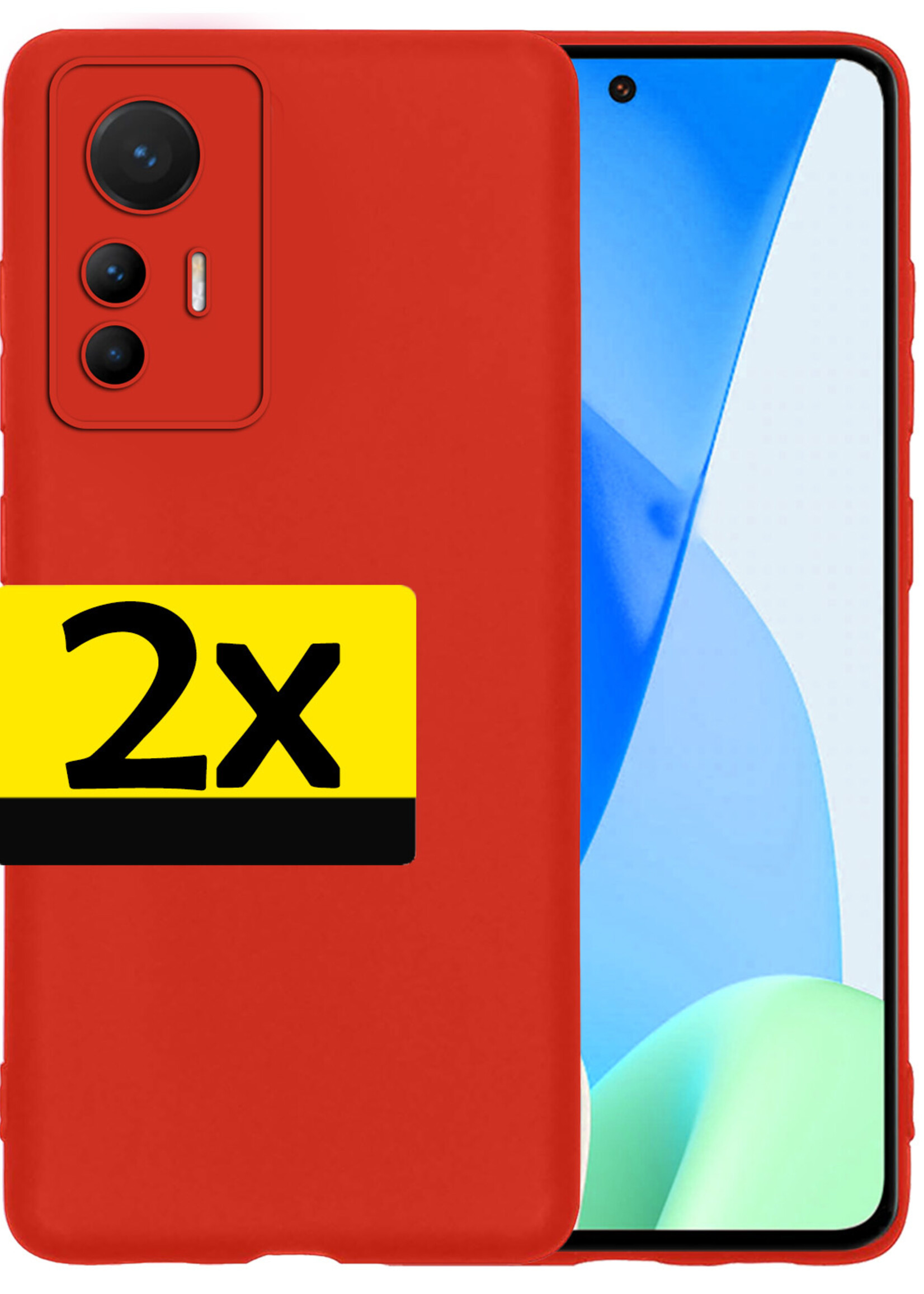 LUQ Hoesje Geschikt voor Xiaomi 12 Lite Hoesje Siliconen Case - Hoes Geschikt voor Xiaomi 12 Lite Hoes Siliconen - Rood - 2 Stuks