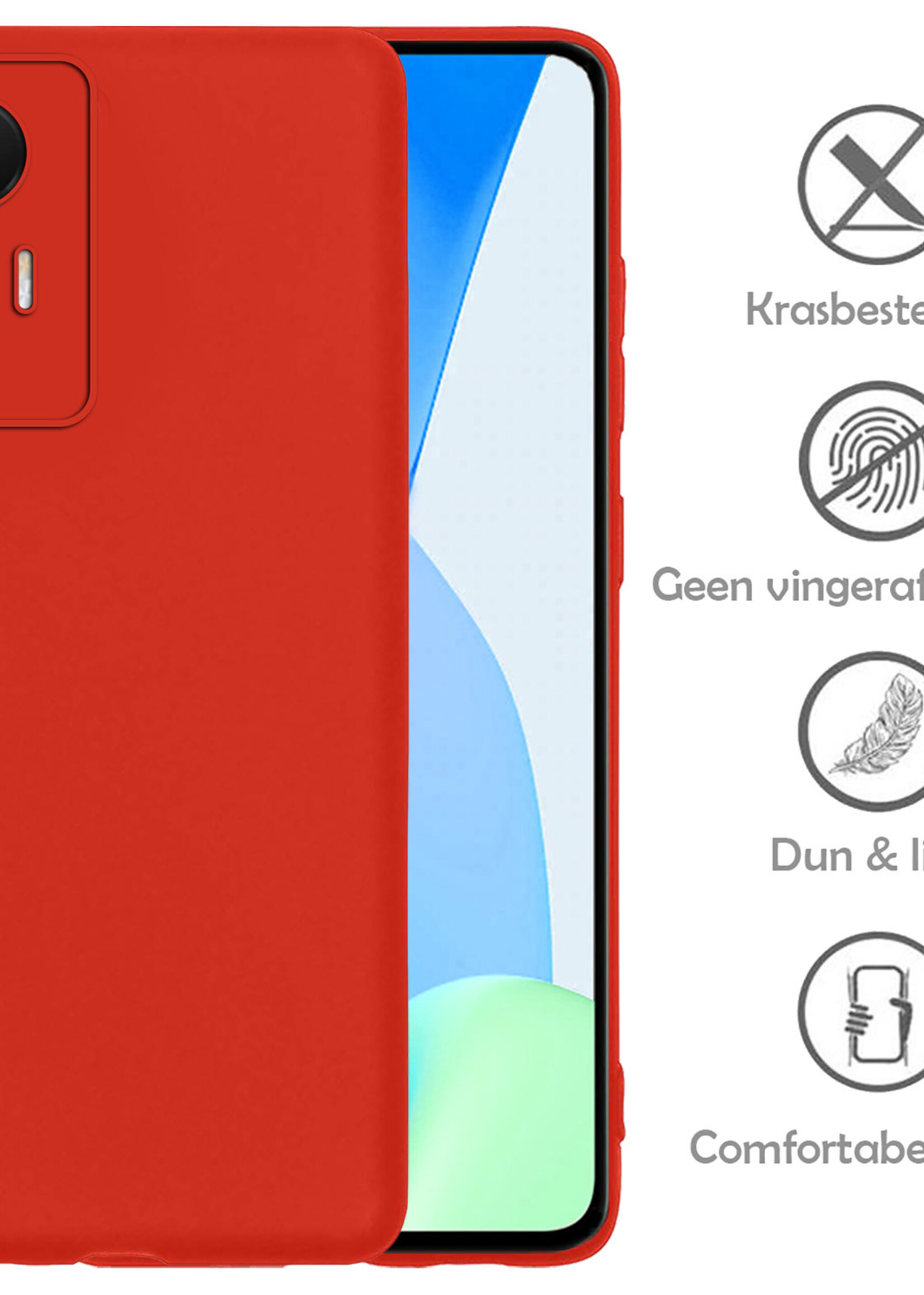 LUQ Hoesje Geschikt voor Xiaomi 12 Lite Hoesje Siliconen Case - Hoes Geschikt voor Xiaomi 12 Lite Hoes Siliconen - Rood - 2 Stuks