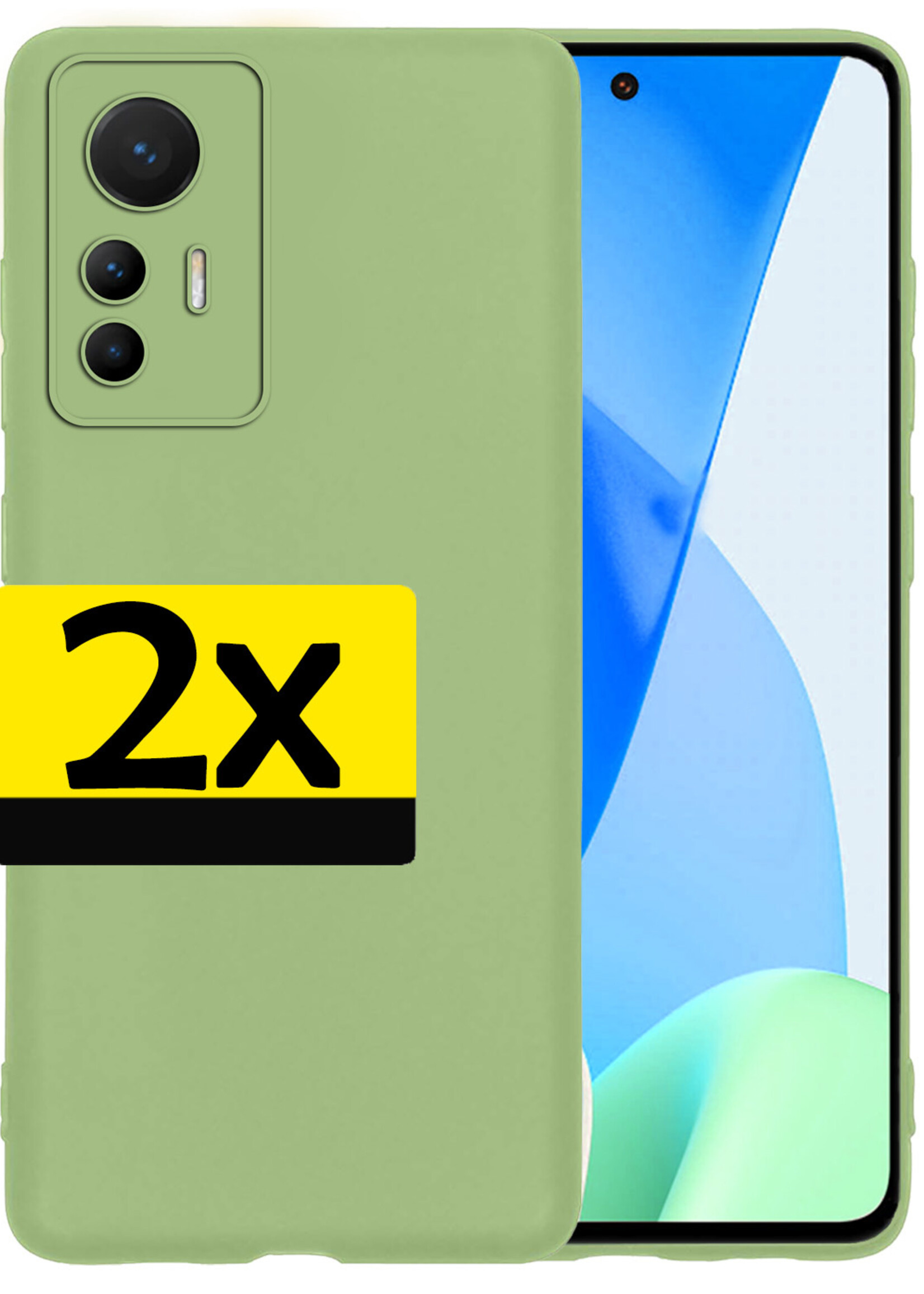 LUQ Hoesje Geschikt voor Xiaomi 12 Lite Hoesje Siliconen Case - Hoes Geschikt voor Xiaomi 12 Lite Hoes Siliconen - Groen - 2 Stuks