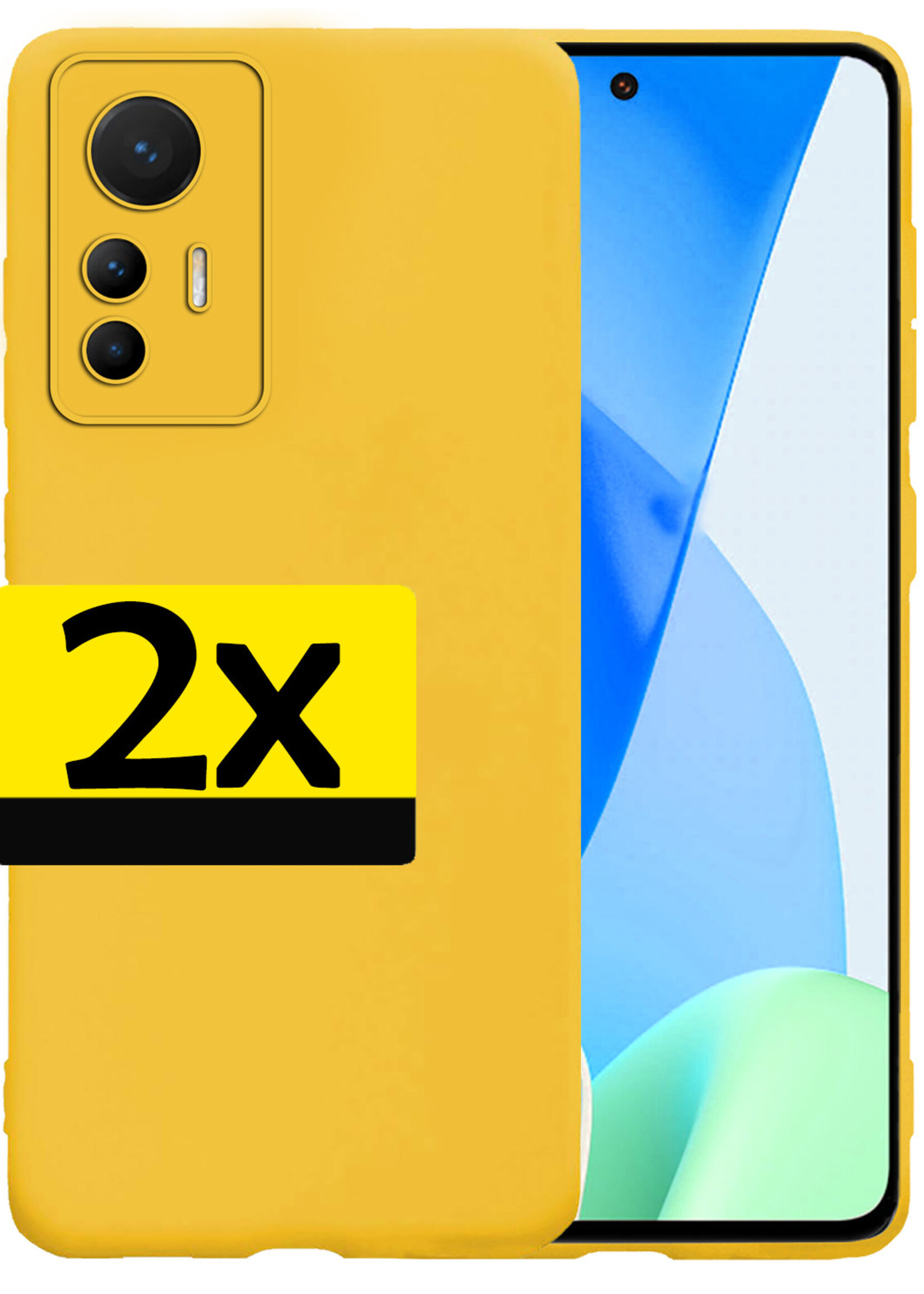 LUQ Hoesje Geschikt voor Xiaomi 12 Lite Hoesje Siliconen Case - Hoes Geschikt voor Xiaomi 12 Lite Hoes Siliconen - Geel - 2 Stuks