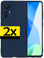 LUQ LUQ Xiaomi 12 Lite Hoesje Siliconen - Donkerblauw - 2 PACK