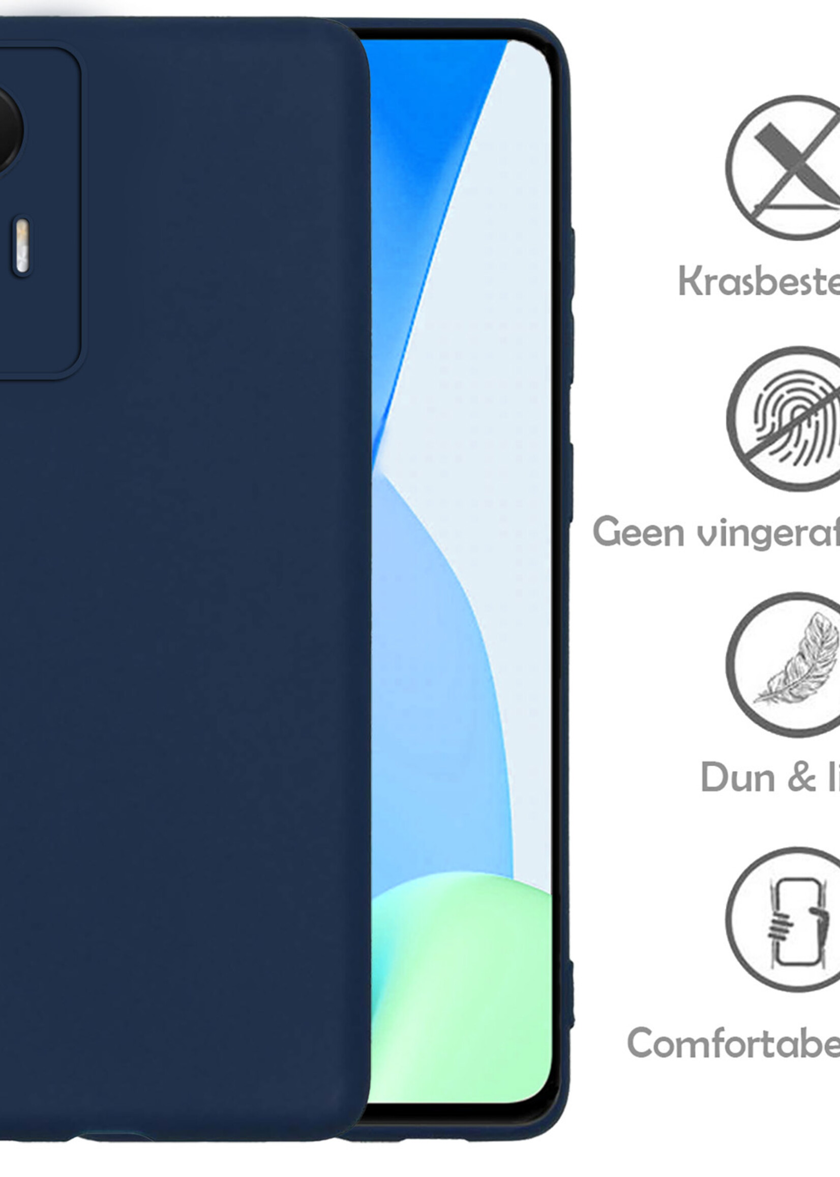 LUQ Hoesje Geschikt voor Xiaomi 12 Lite Hoesje Siliconen Case - Hoes Geschikt voor Xiaomi 12 Lite Hoes Siliconen - Donkerblauw - 2 Stuks