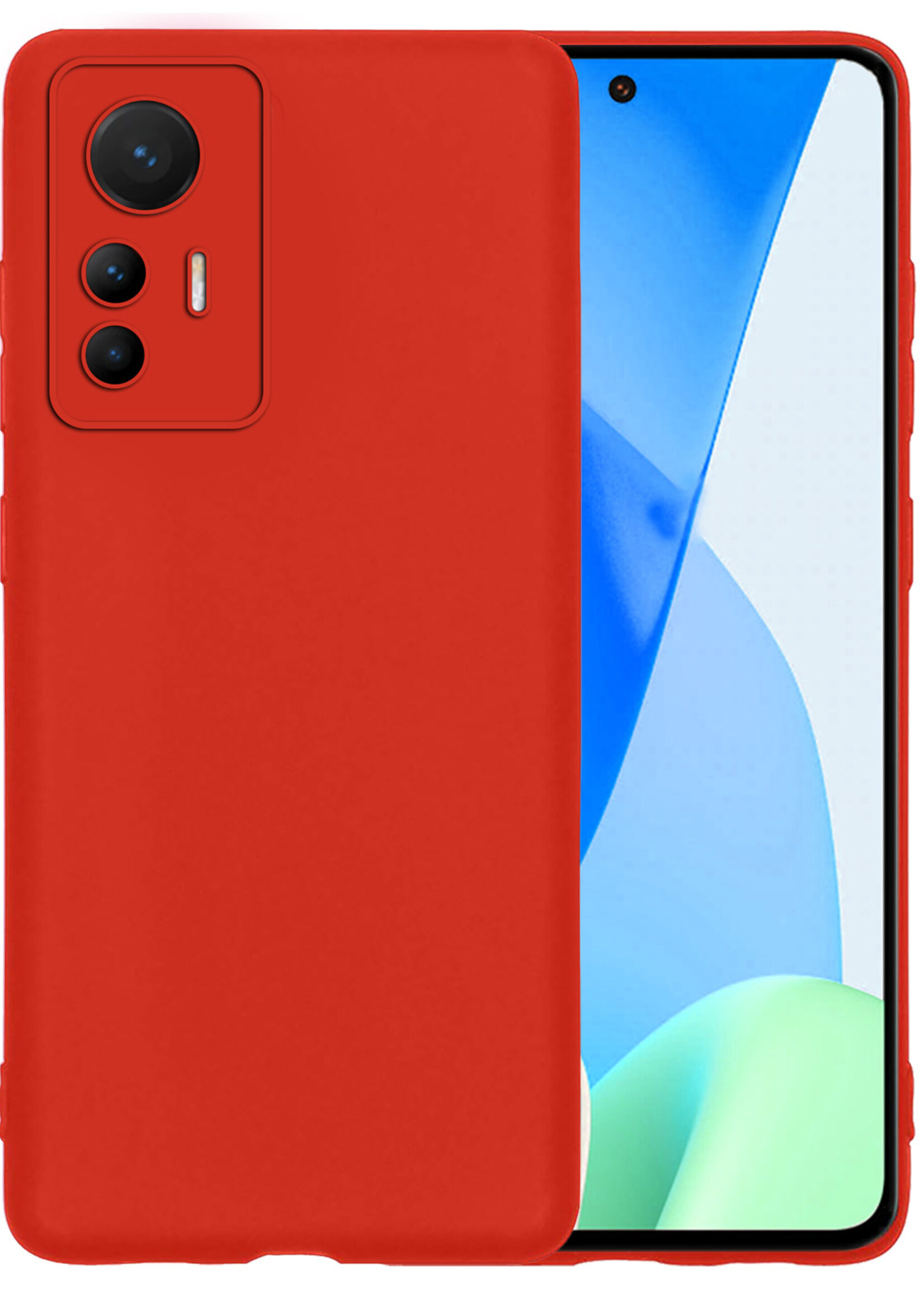 LUQ Hoesje Geschikt voor Xiaomi 12 Lite Hoesje Siliconen Case - Hoes Geschikt voor Xiaomi 12 Lite Hoes Siliconen - Rood
