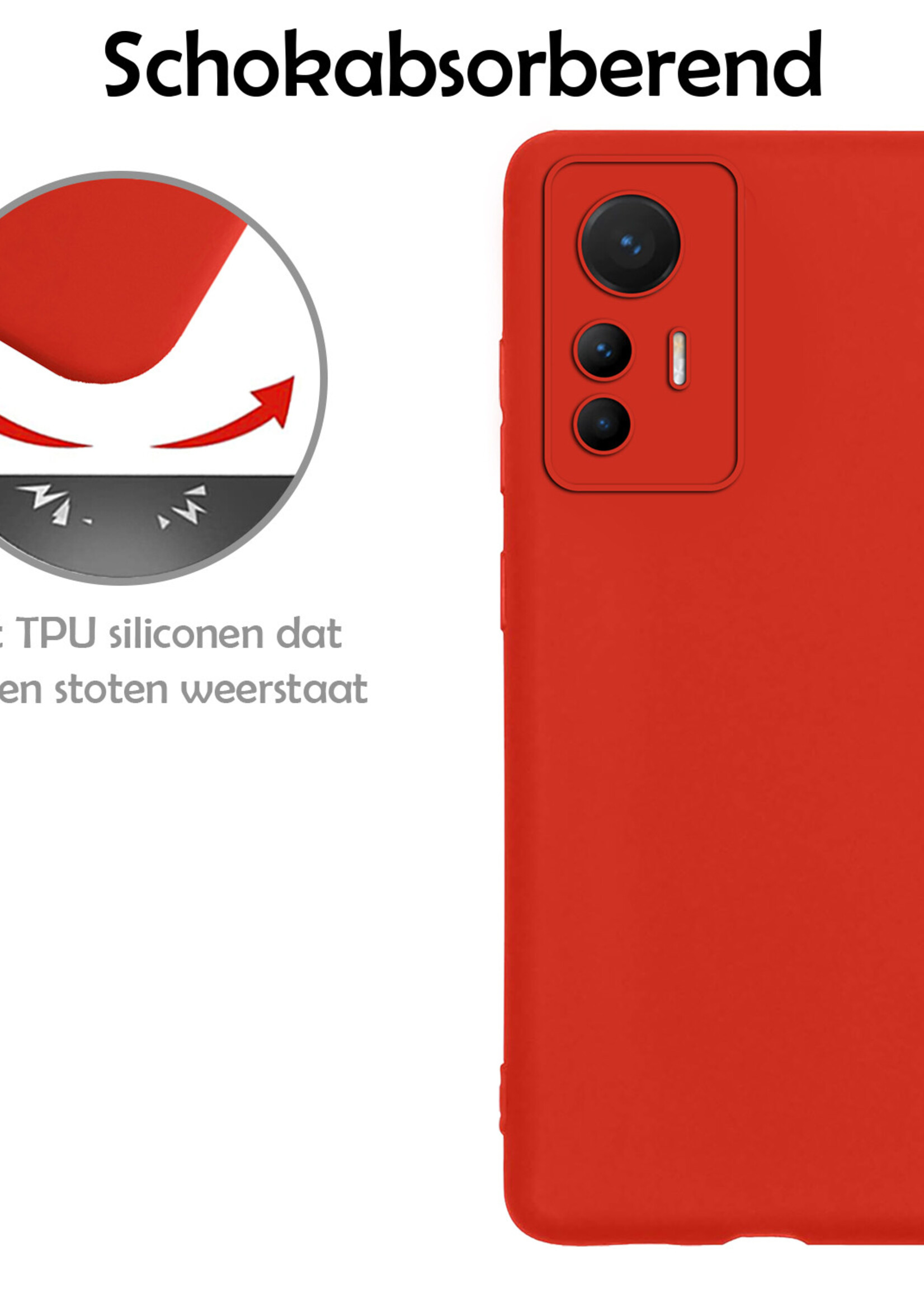 LUQ Hoesje Geschikt voor Xiaomi 12 Lite Hoesje Siliconen Case - Hoes Geschikt voor Xiaomi 12 Lite Hoes Siliconen - Rood