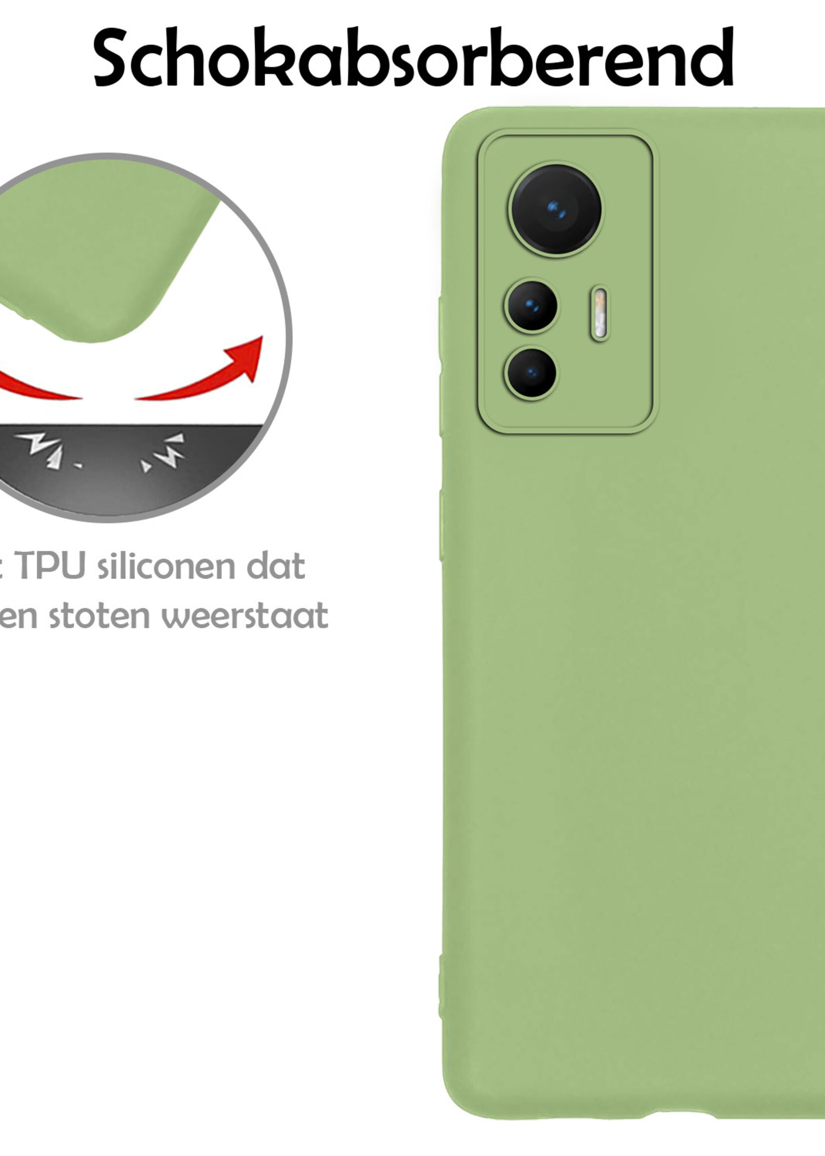 LUQ Hoesje Geschikt voor Xiaomi 12 Lite Hoesje Siliconen Case - Hoes Geschikt voor Xiaomi 12 Lite Hoes Siliconen - Groen