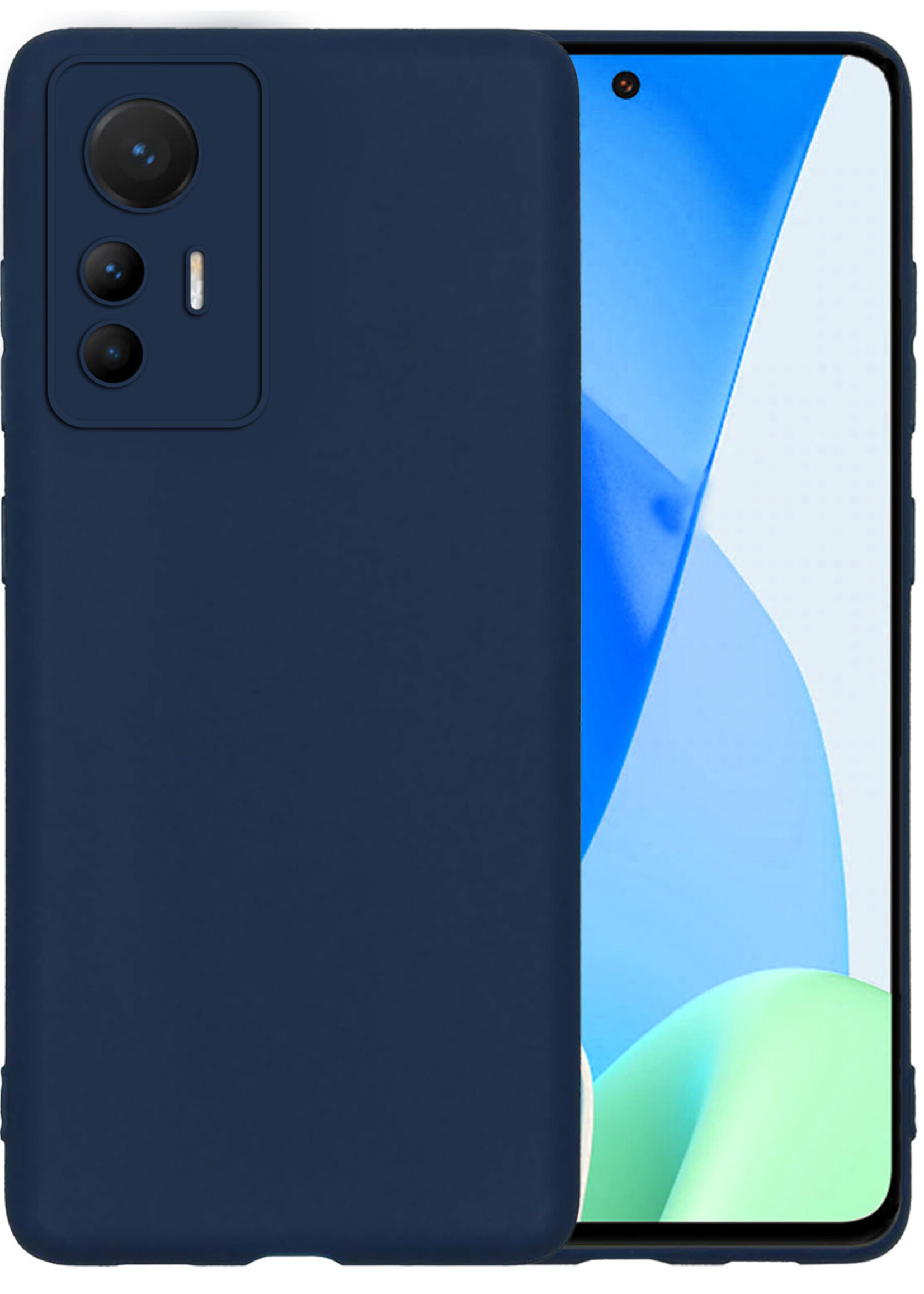 LUQ Hoesje Geschikt voor Xiaomi 12 Lite Hoesje Siliconen Case - Hoes Geschikt voor Xiaomi 12 Lite Hoes Siliconen - Donkerblauw