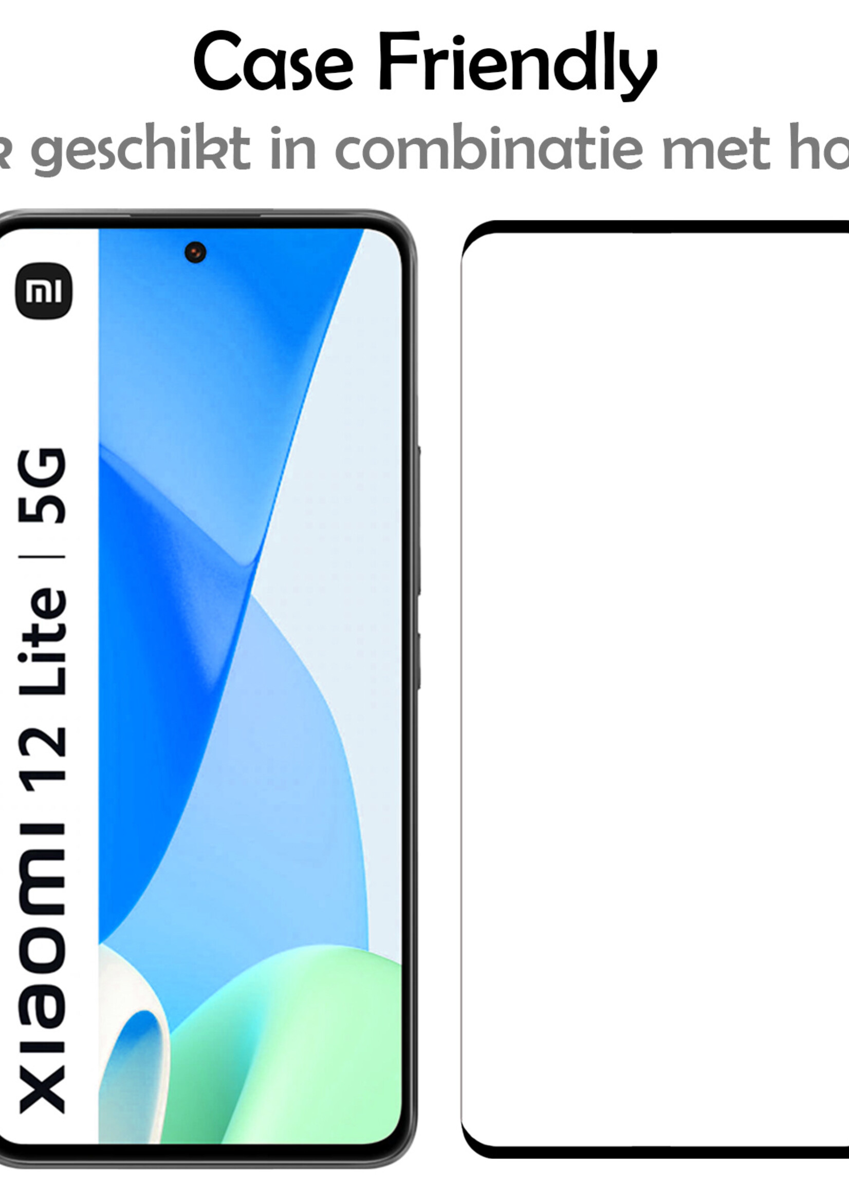 LUQ Screenprotector Geschikt voor Xiaomi 12 Lite Screenprotector Glas Full Cover - Screenprotector Geschikt voor Xiaomi 12 Lite Screenprotector Full Cover