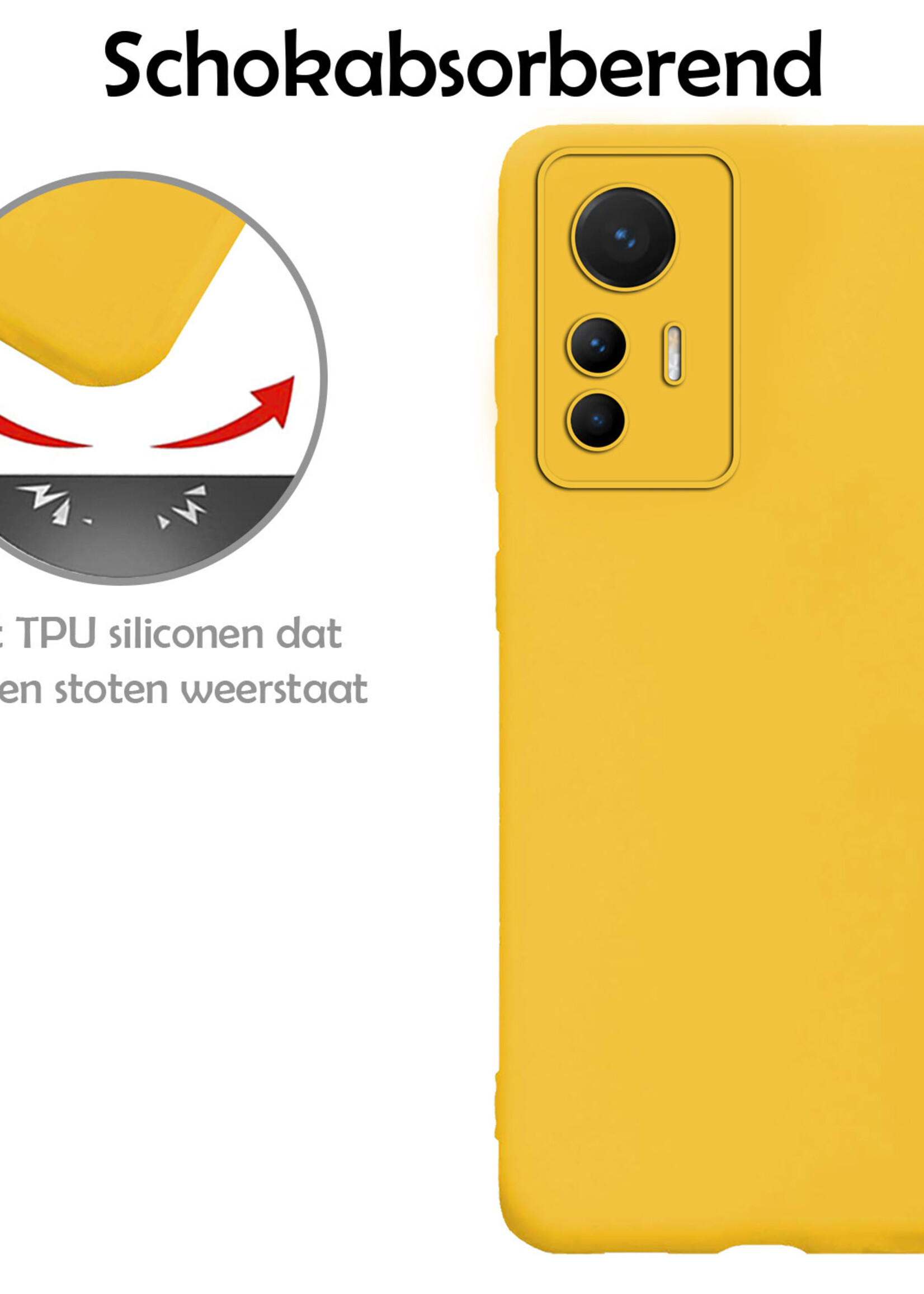 LUQ Hoesje Geschikt voor Xiaomi 12 Lite Hoesje Siliconen Case Met Screenprotector - Hoes Geschikt voor Xiaomi 12 Lite Hoes Siliconen - Geel
