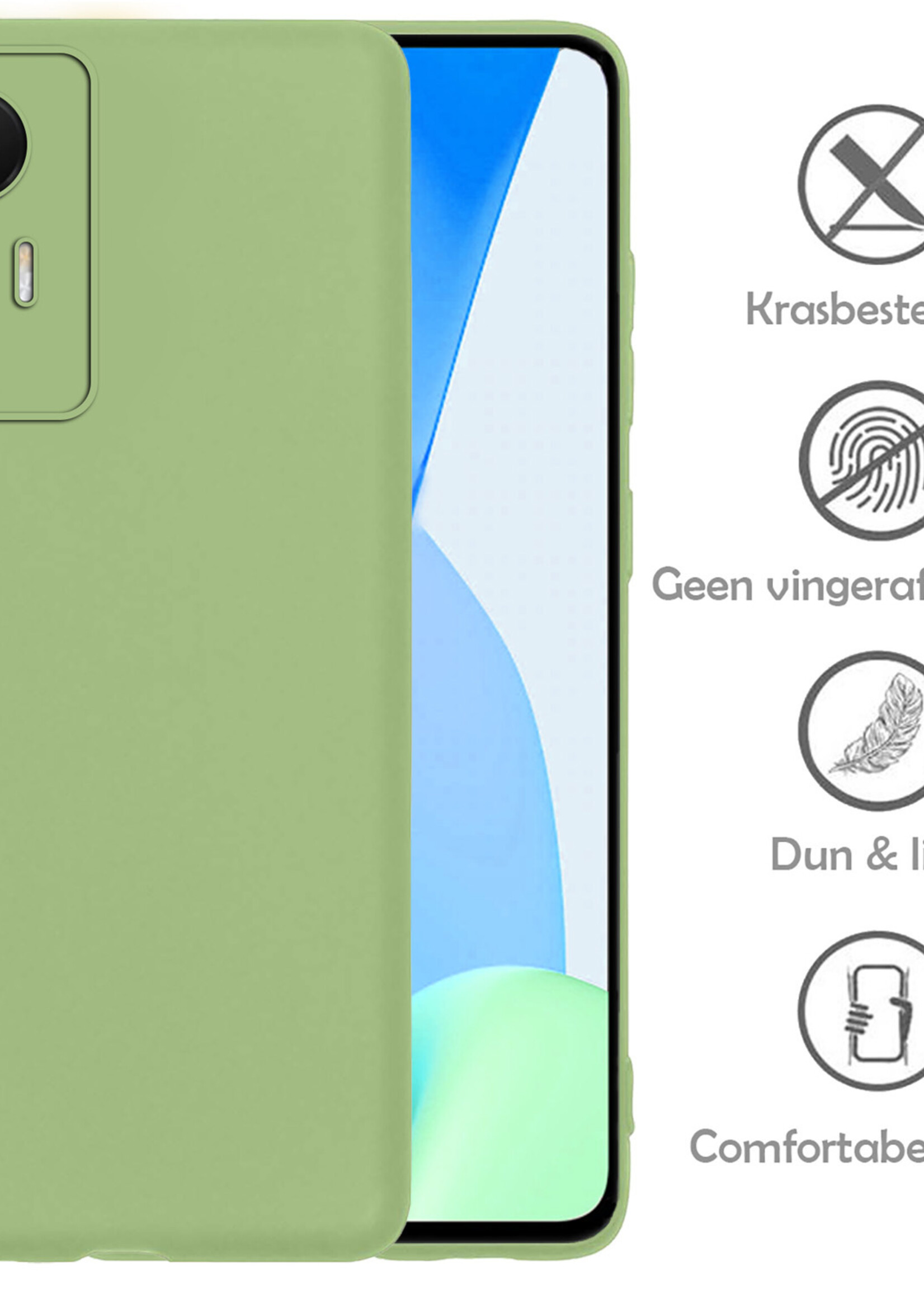 LUQ Hoesje Geschikt voor Xiaomi 12 Lite Hoesje Siliconen Case Met Screenprotector - Hoes Geschikt voor Xiaomi 12 Lite Hoes Siliconen - Groen