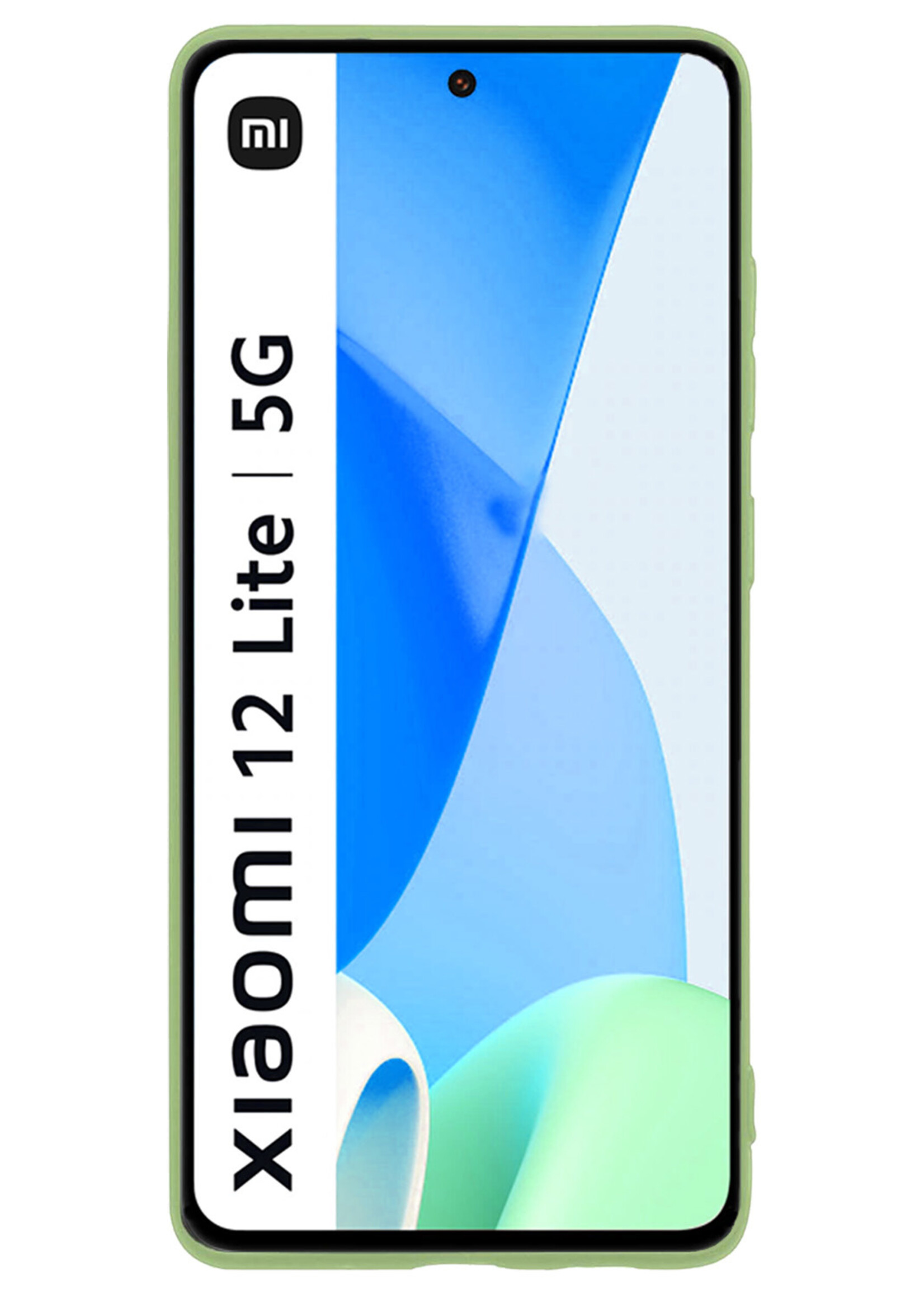 LUQ Hoesje Geschikt voor Xiaomi 12 Lite Hoesje Siliconen Case Met Screenprotector - Hoes Geschikt voor Xiaomi 12 Lite Hoes Siliconen - Groen