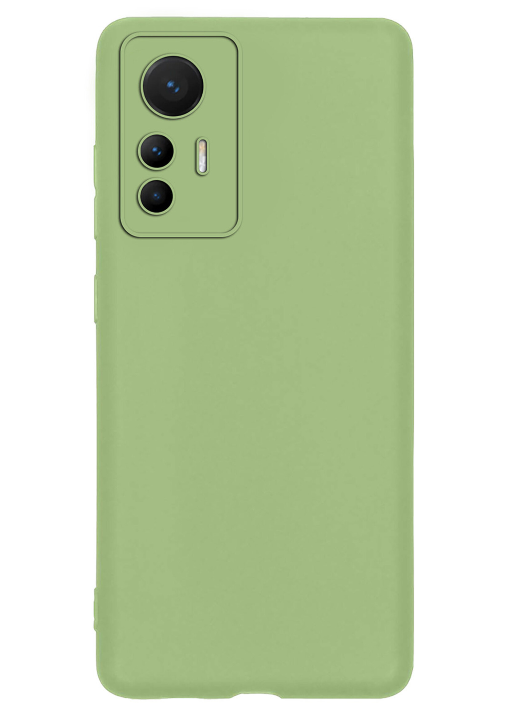 LUQ Hoesje Geschikt voor Xiaomi 12 Lite Hoesje Siliconen Case Met Screenprotector - Hoes Geschikt voor Xiaomi 12 Lite Hoes Siliconen - Groen