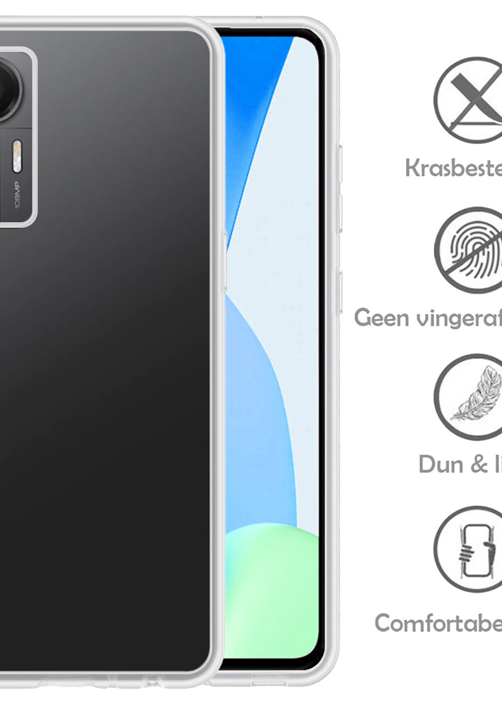 LUQ Hoesje Geschikt voor Xiaomi 12 Lite Hoesje Siliconen Case Met Screenprotector - Hoes Geschikt voor Xiaomi 12 Lite Hoes Siliconen - Transparant