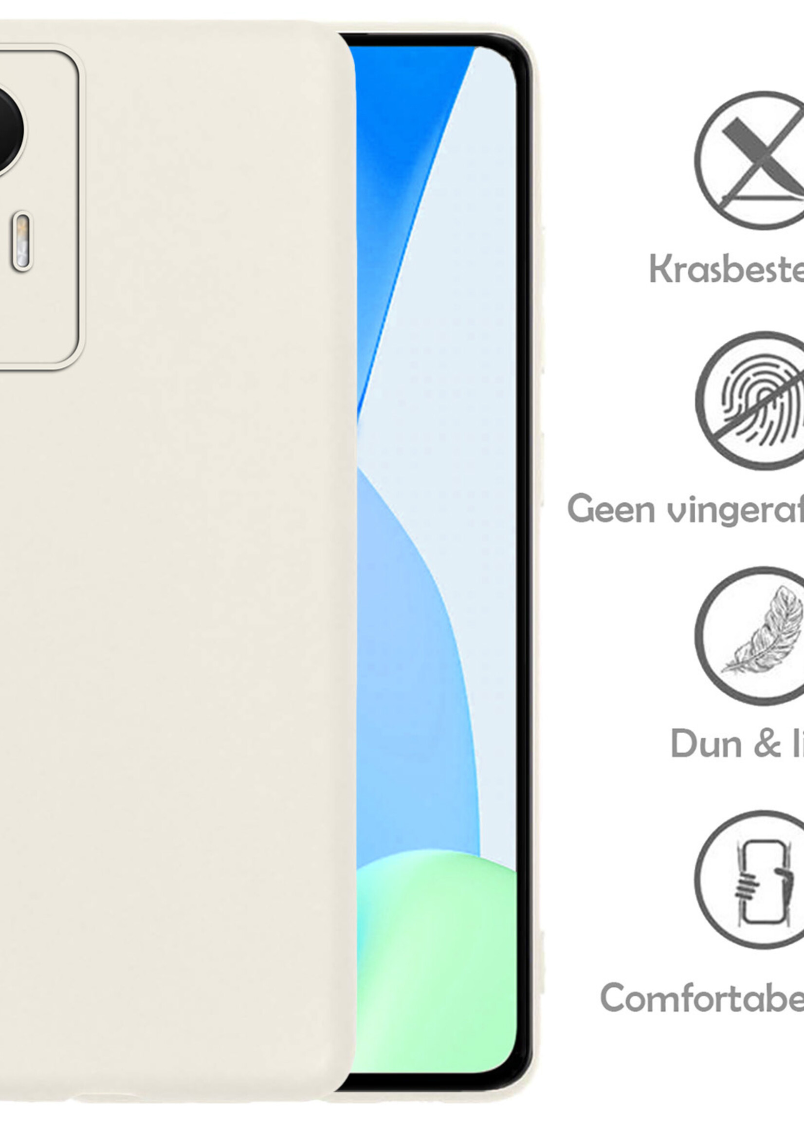 LUQ Hoesje Geschikt voor Xiaomi 12 Lite Hoesje Siliconen Case Met Screenprotector - Hoes Geschikt voor Xiaomi 12 Lite Hoes Siliconen - Wit