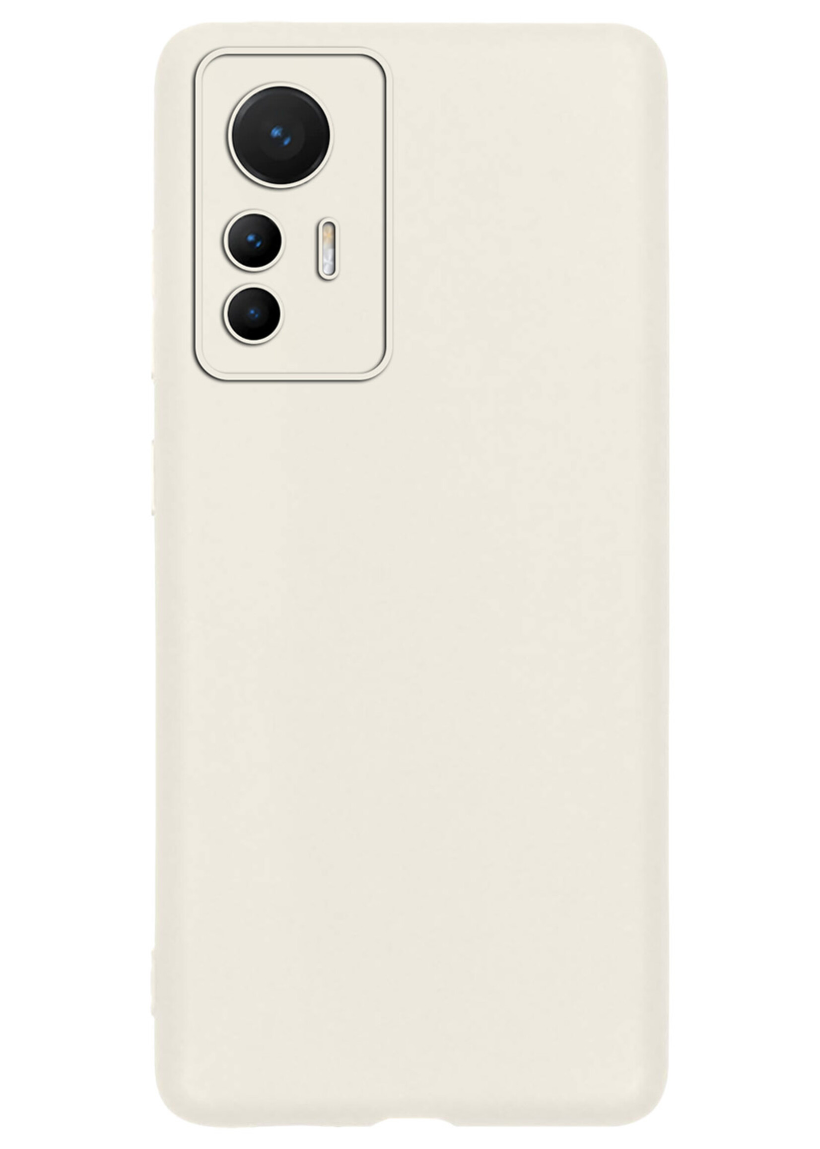 LUQ Hoesje Geschikt voor Xiaomi 12 Lite Hoesje Siliconen Case Met Screenprotector - Hoes Geschikt voor Xiaomi 12 Lite Hoes Siliconen - Wit