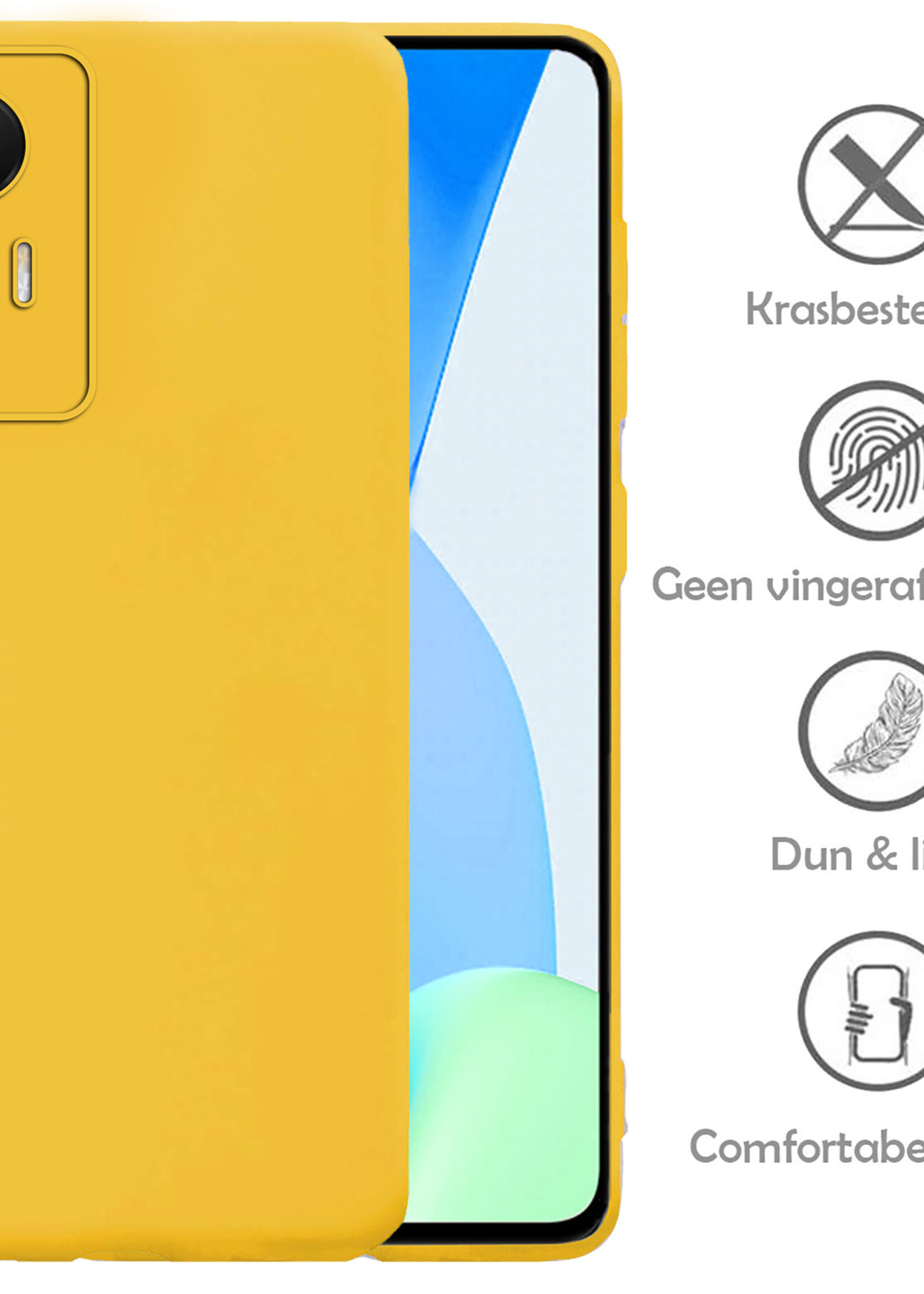 LUQ Hoesje Geschikt voor Xiaomi 12 Lite Hoesje Siliconen Case Met 2x Screenprotector - Hoes Geschikt voor Xiaomi 12 Lite Hoes Siliconen - Geel