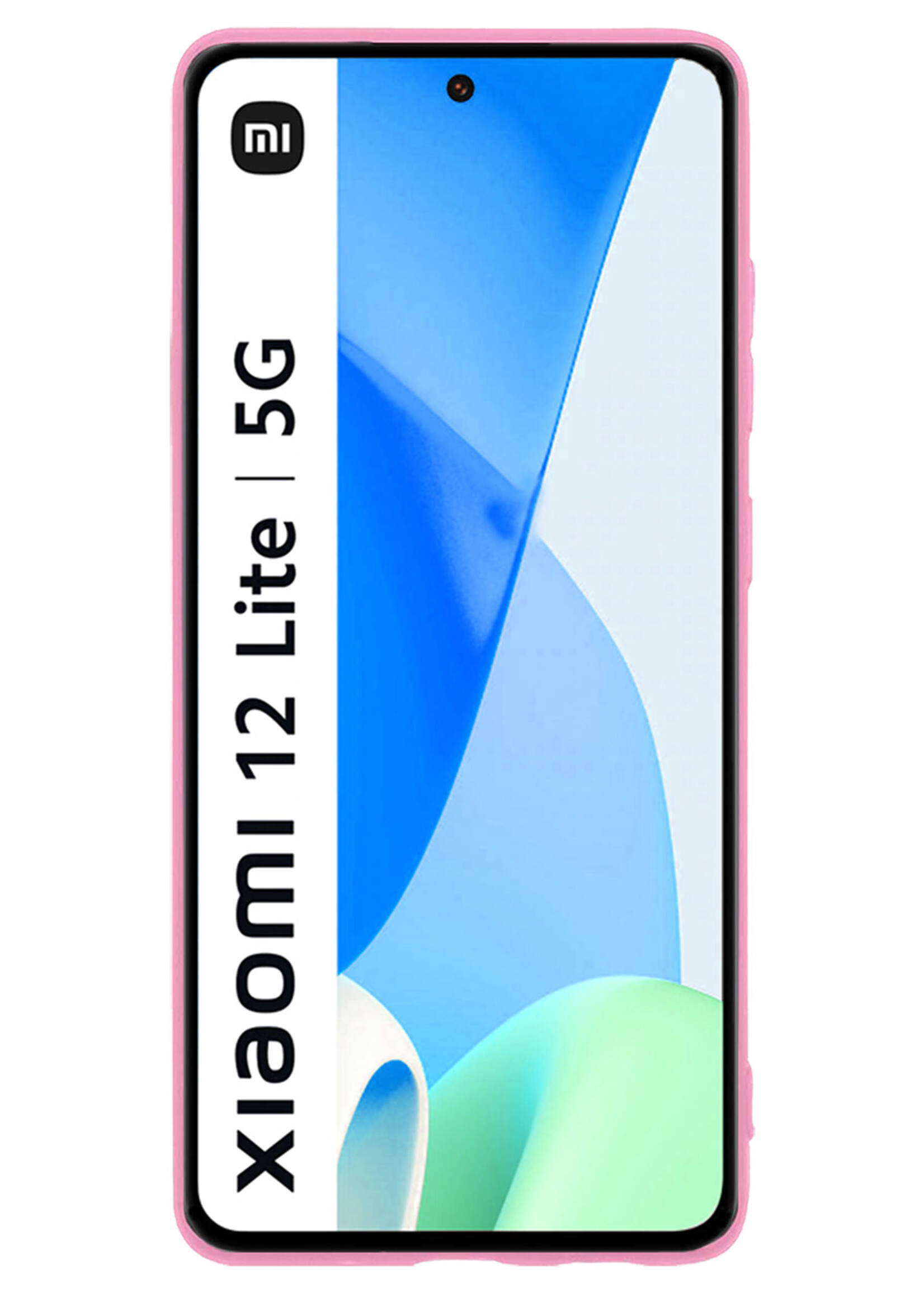 LUQ Hoesje Geschikt voor Xiaomi 12 Lite Hoesje Siliconen Case Met 2x Screenprotector - Hoes Geschikt voor Xiaomi 12 Lite Hoes Siliconen - Lichtroze