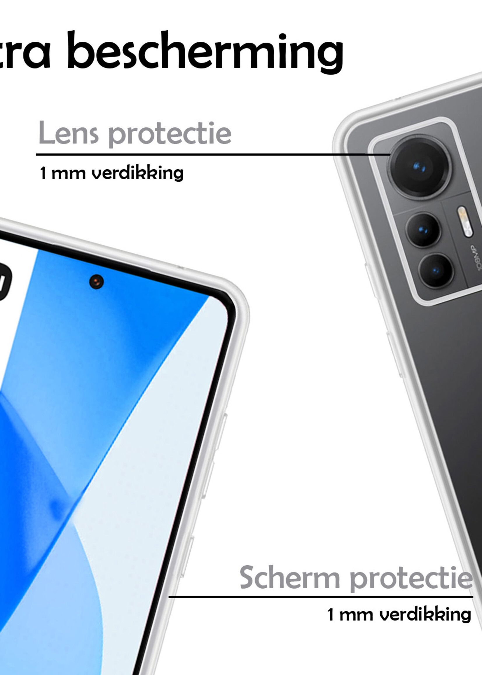 LUQ Hoesje Geschikt voor Xiaomi 12 Lite Hoesje Siliconen Case Met 2x Screenprotector - Hoes Geschikt voor Xiaomi 12 Lite Hoes Siliconen - Transparant