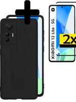 LUQ LUQ Xiaomi 12 Lite Hoesje Siliconen Met 2x Screenprotector - Zwart