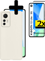 LUQ LUQ Xiaomi 12 Lite Hoesje Siliconen Met 2x Screenprotector - Wit