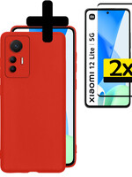LUQ LUQ Xiaomi 12 Lite Hoesje Siliconen Met 2x Screenprotector - Rood