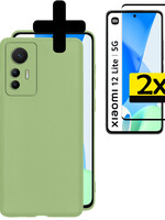 LUQ LUQ Xiaomi 12 Lite Hoesje Siliconen Met 2x Screenprotector - Groen