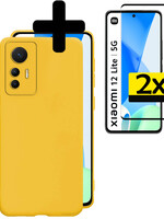 LUQ LUQ Xiaomi 12 Lite Hoesje Siliconen Met 2x Screenprotector - Geel