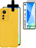 LUQ LUQ Xiaomi 12 Lite Hoesje Siliconen Met Screenprotector - Geel