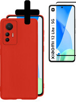 LUQ LUQ Xiaomi 12 Lite Hoesje Siliconen Met Screenprotector - Rood