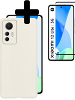 LUQ LUQ Xiaomi 12 Lite Hoesje Siliconen Met Screenprotector - Wit