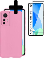 LUQ LUQ Xiaomi 12 Lite Hoesje Siliconen Met Screenprotector - Lichtroze