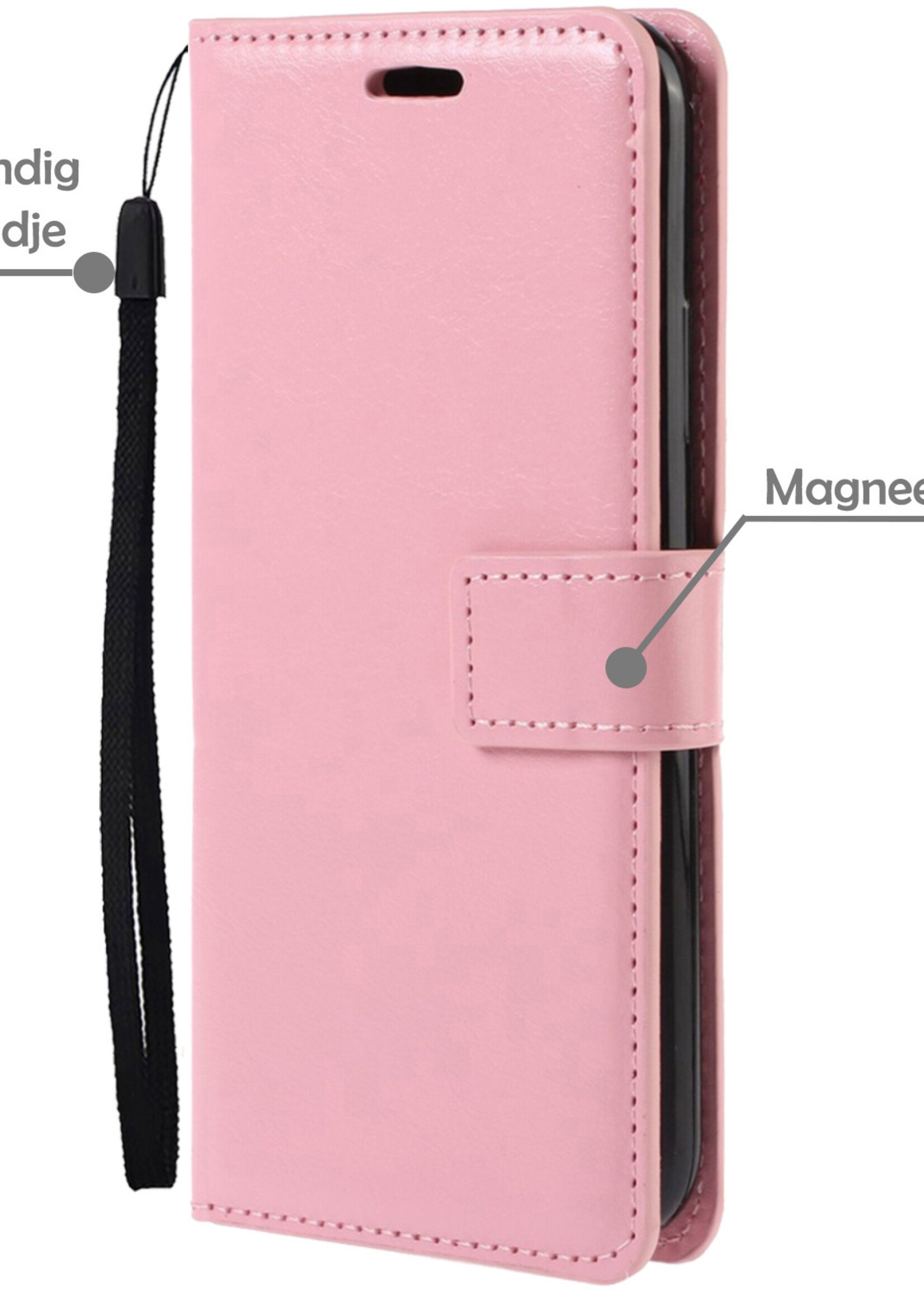 LUQ Hoesje Geschikt voor Xiaomi 12 Hoesje Book Case Hoes Wallet Cover - Hoes Geschikt voor Xiaomi 12 Hoesje Bookcase Hoes - Lichtroze