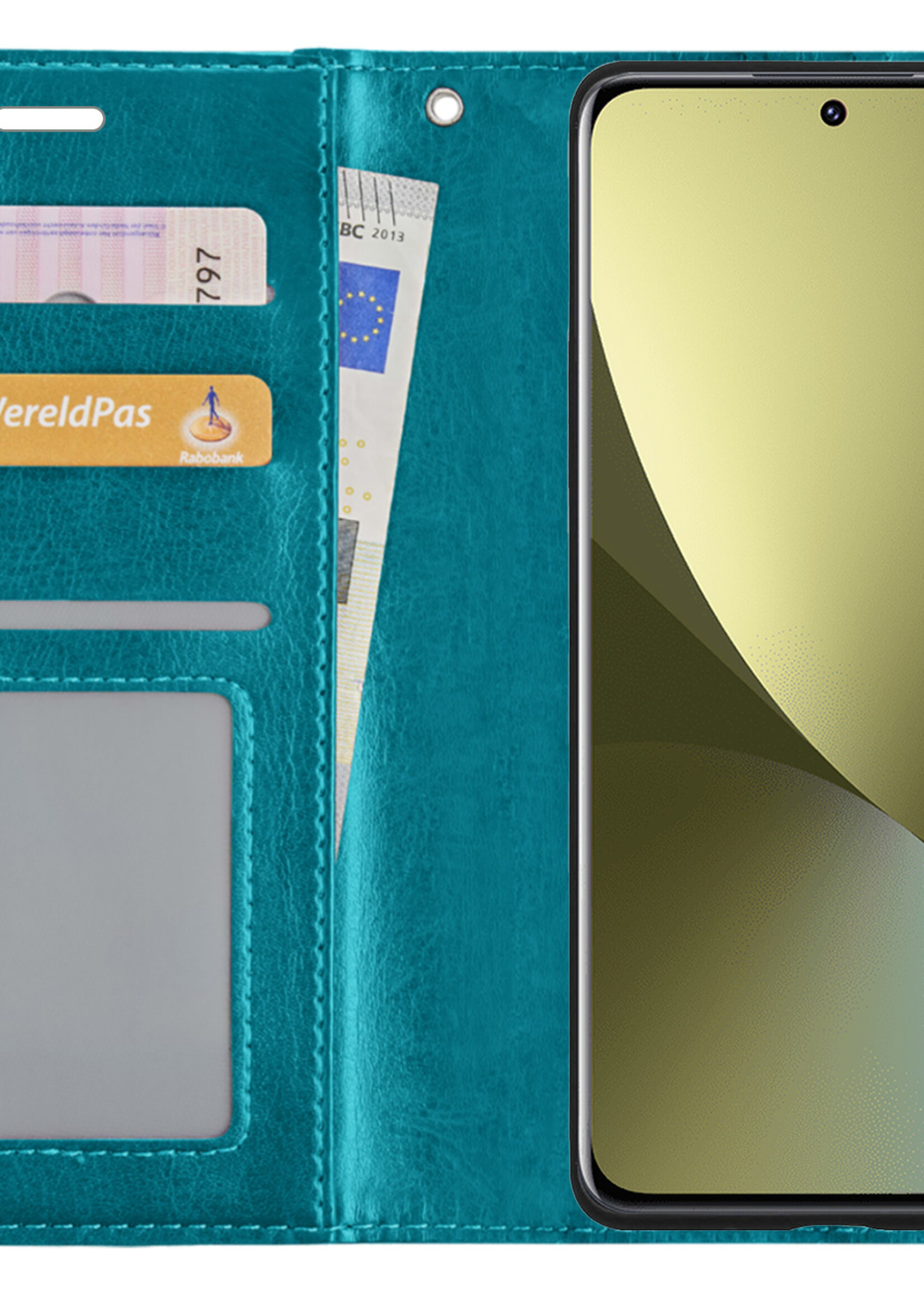 LUQ Hoesje Geschikt voor Xiaomi 12 Hoesje Book Case Hoes Wallet Cover - Hoes Geschikt voor Xiaomi 12 Hoesje Bookcase Hoes - Turquoise