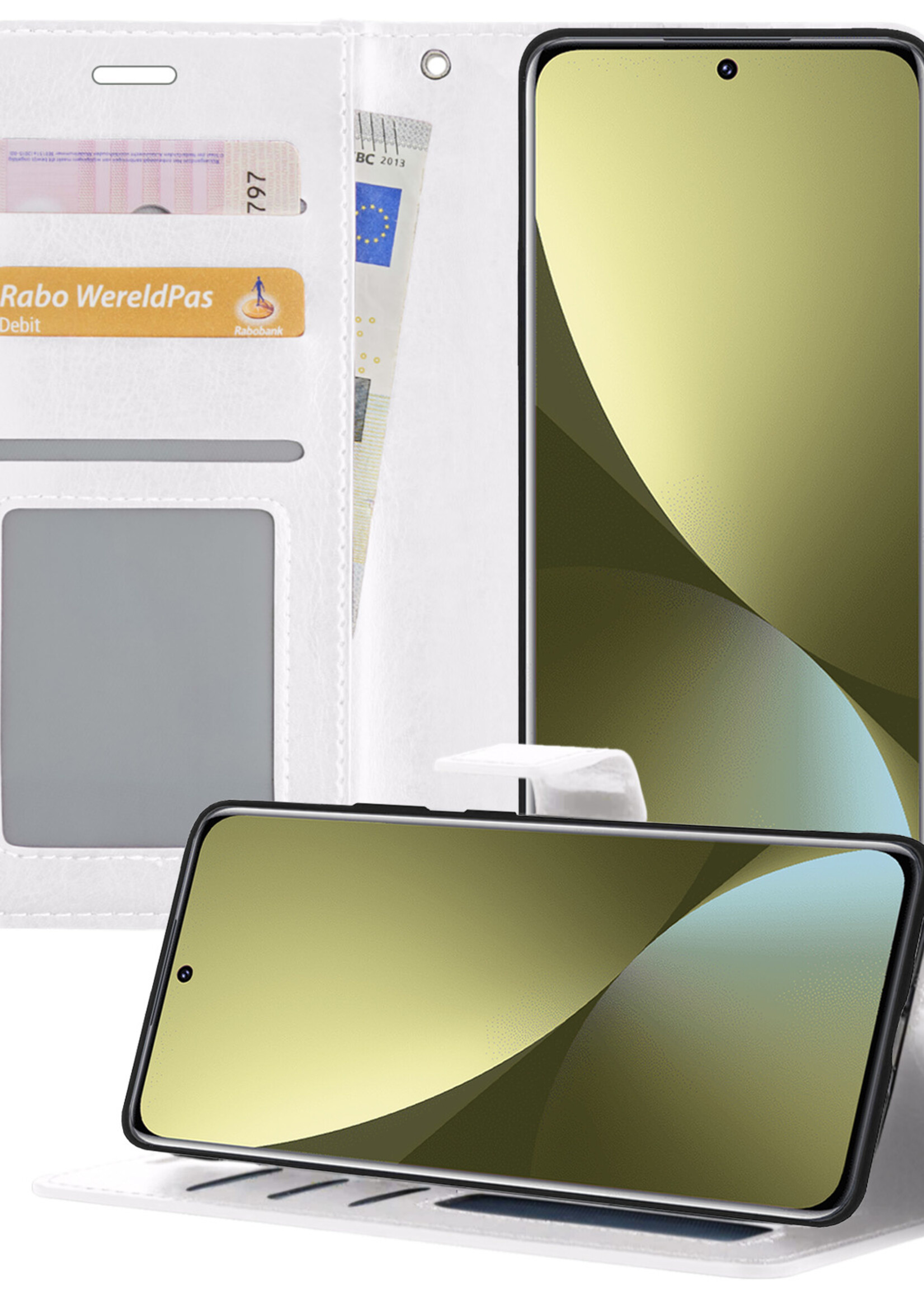 LUQ Hoesje Geschikt voor Xiaomi 12 Hoesje Book Case Hoes Wallet Cover - Hoes Geschikt voor Xiaomi 12 Hoesje Bookcase Hoes - Wit