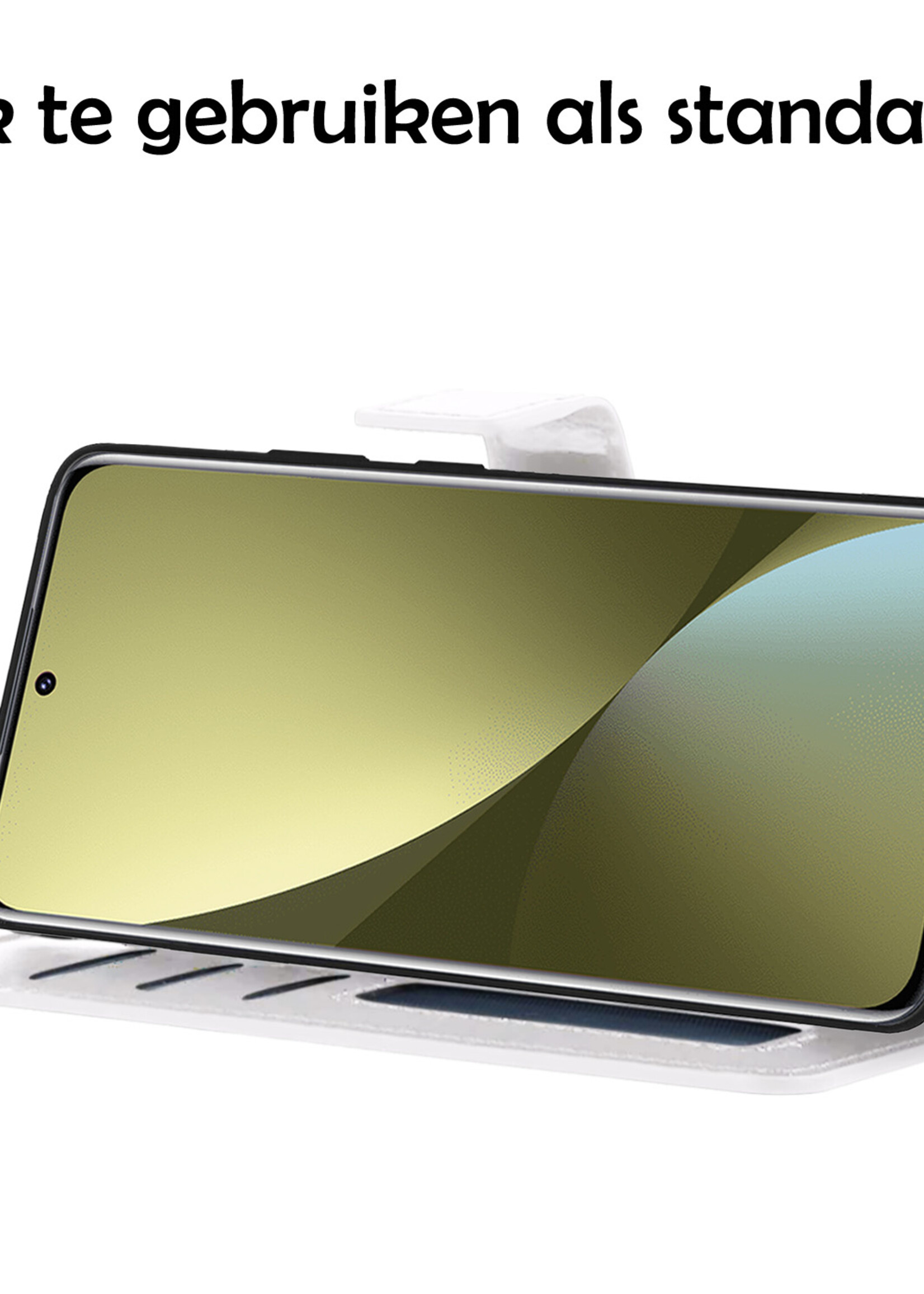 LUQ Hoesje Geschikt voor Xiaomi 12 Hoesje Book Case Hoes Wallet Cover - Hoes Geschikt voor Xiaomi 12 Hoesje Bookcase Hoes - Wit