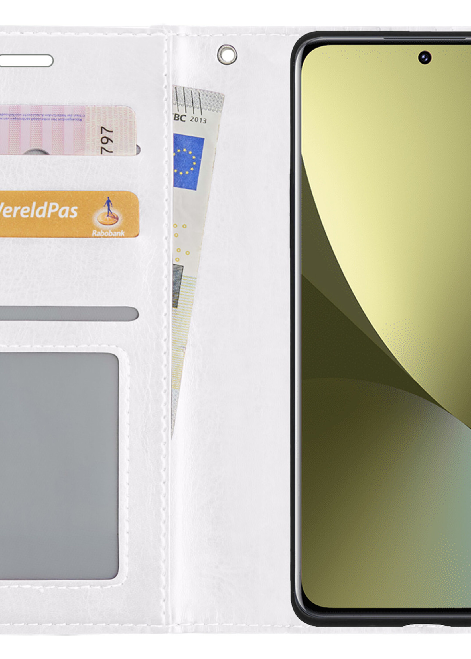 LUQ Hoesje Geschikt voor Xiaomi 12 Hoesje Book Case Hoes Wallet Cover - Hoes Geschikt voor Xiaomi 12 Hoesje Bookcase Hoes - Wit