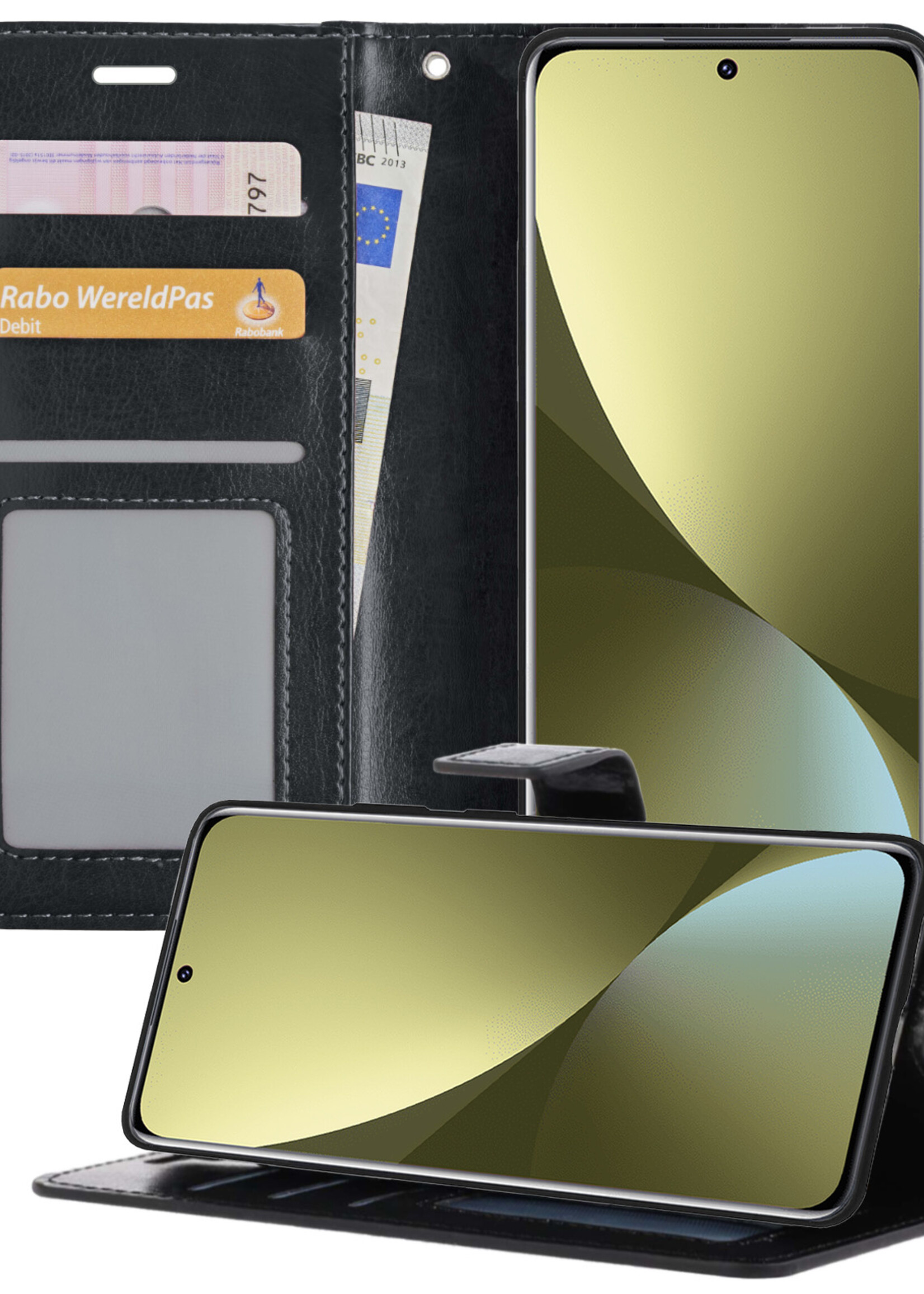 LUQ Hoesje Geschikt voor Xiaomi 12 Hoesje Book Case Hoes Wallet Cover - Hoes Geschikt voor Xiaomi 12 Hoesje Bookcase Hoes - Zwart