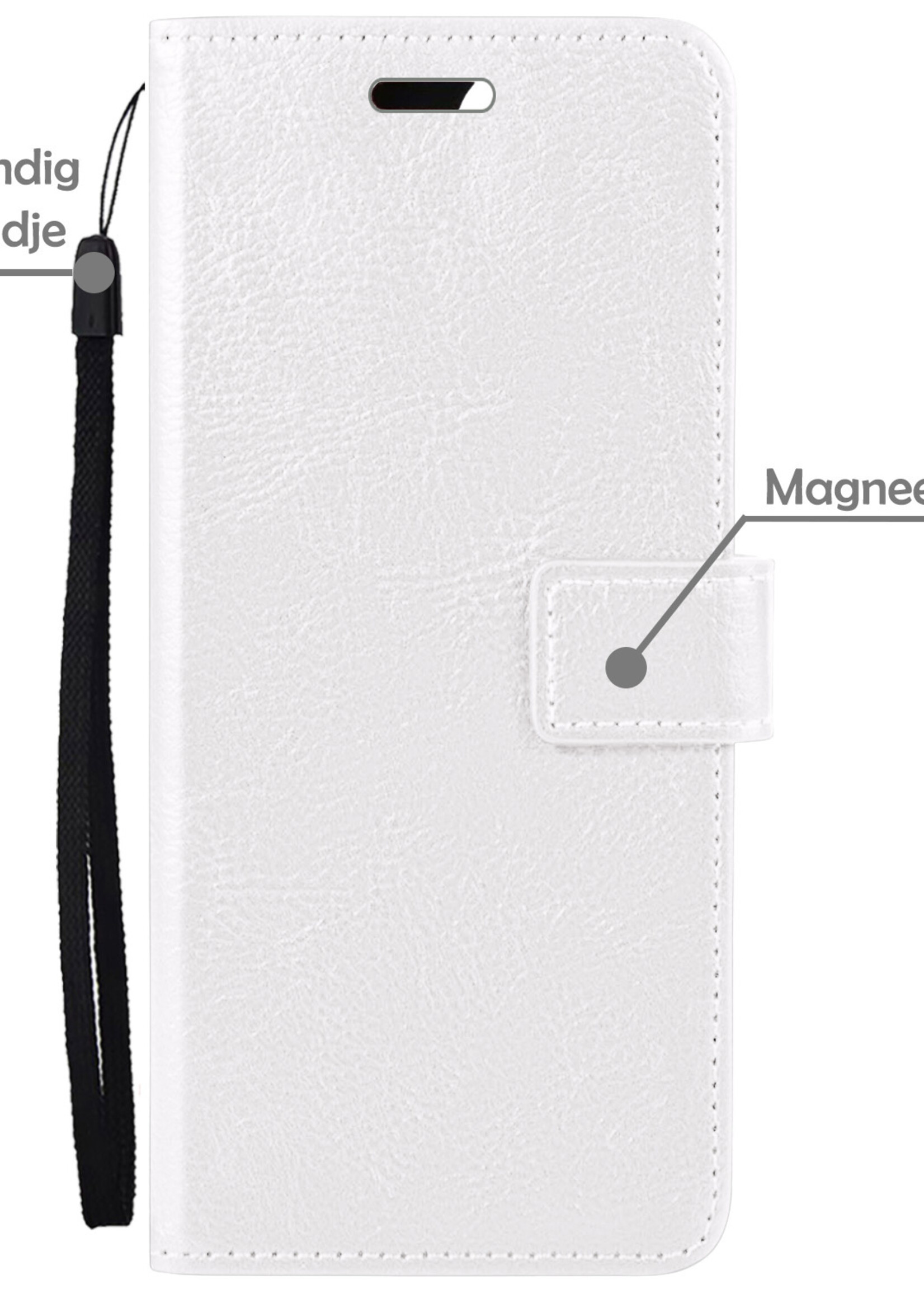 LUQ Hoesje Geschikt voor Xiaomi 12 Hoesje Book Case Hoes Wallet Cover Met Screenprotector - Hoes Geschikt voor Xiaomi 12 Hoesje Bookcase Hoes - Wit